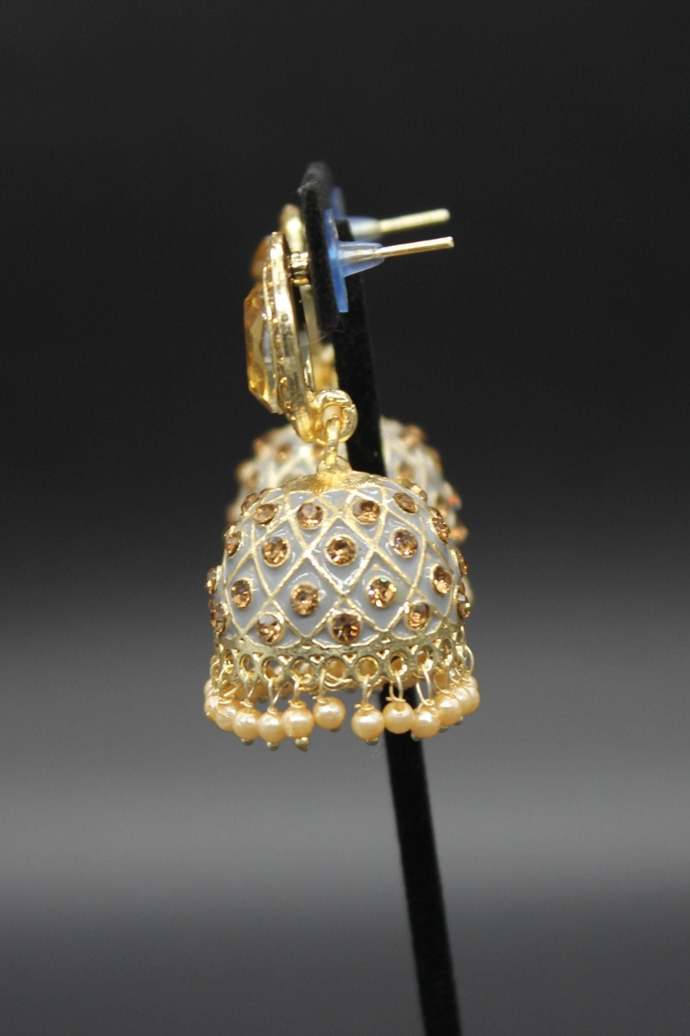 Kundan Jhumka Earrings With stones. Multiple Colors Available Jewelry JCS Fashions