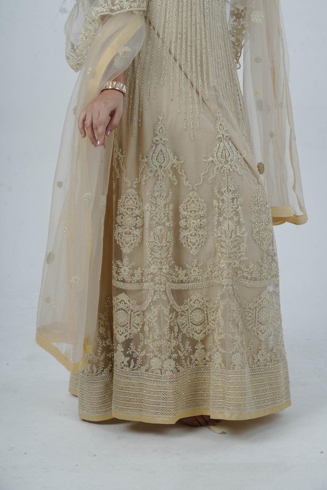 KURTI Embroidered & Stonework Long Gown with Santoon Lining KURTI JCS Fashions