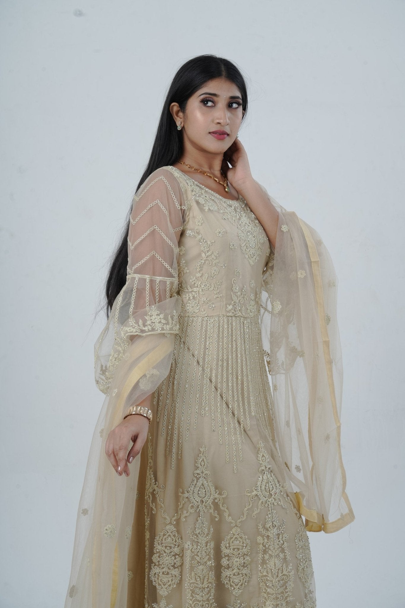 KURTI Embroidered & Stonework Long Gown with Santoon Lining KURTI JCS Fashions