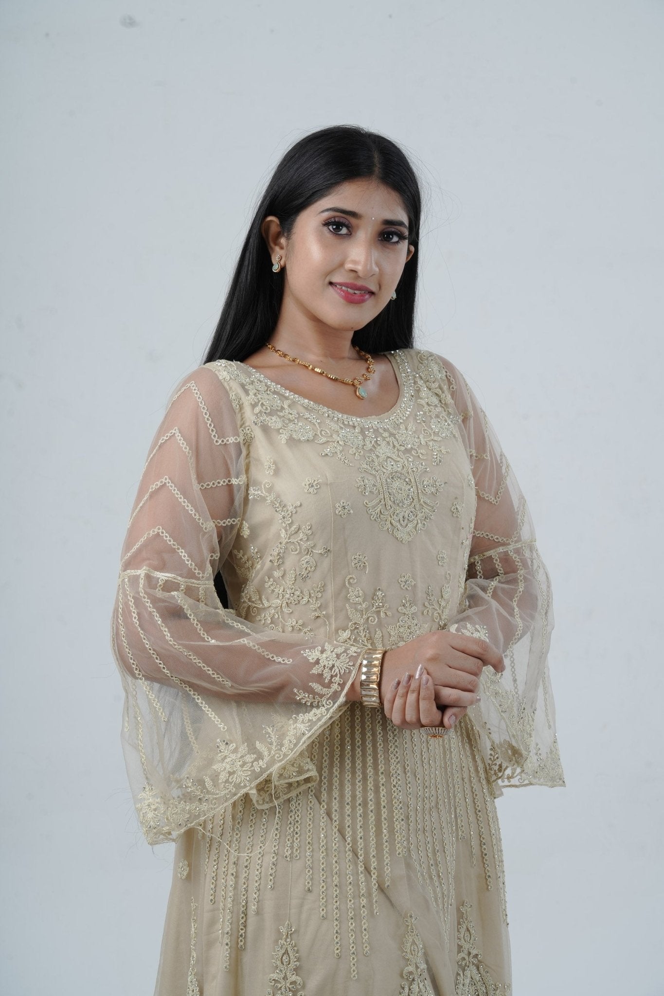 KURTI Embroidered & Stonework Long Gown with Santoon Lining KURTI JCS Fashions