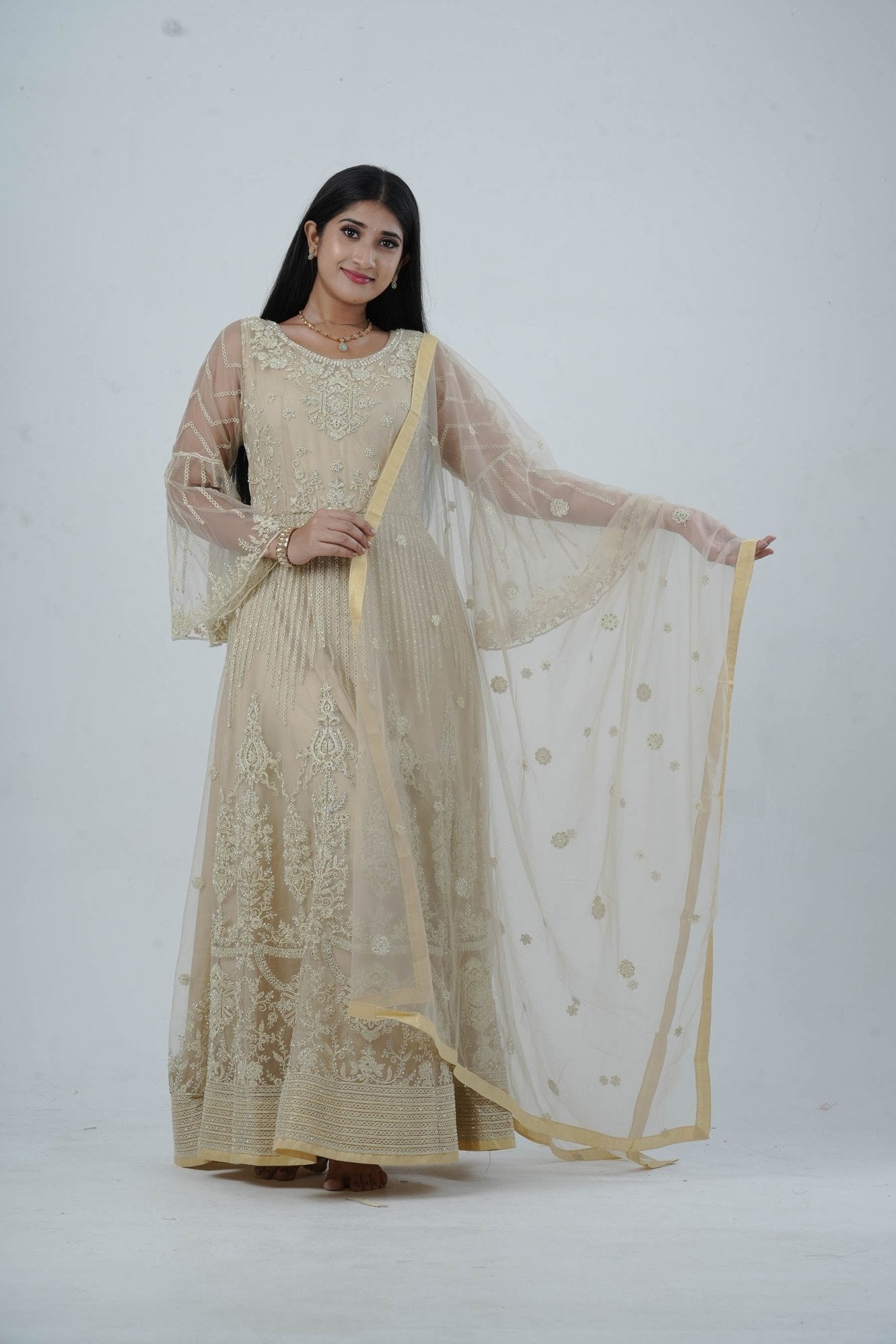 KURTI Embroidered & Stonework Long Gown with Santoon Lining KURTI JCS Fashions