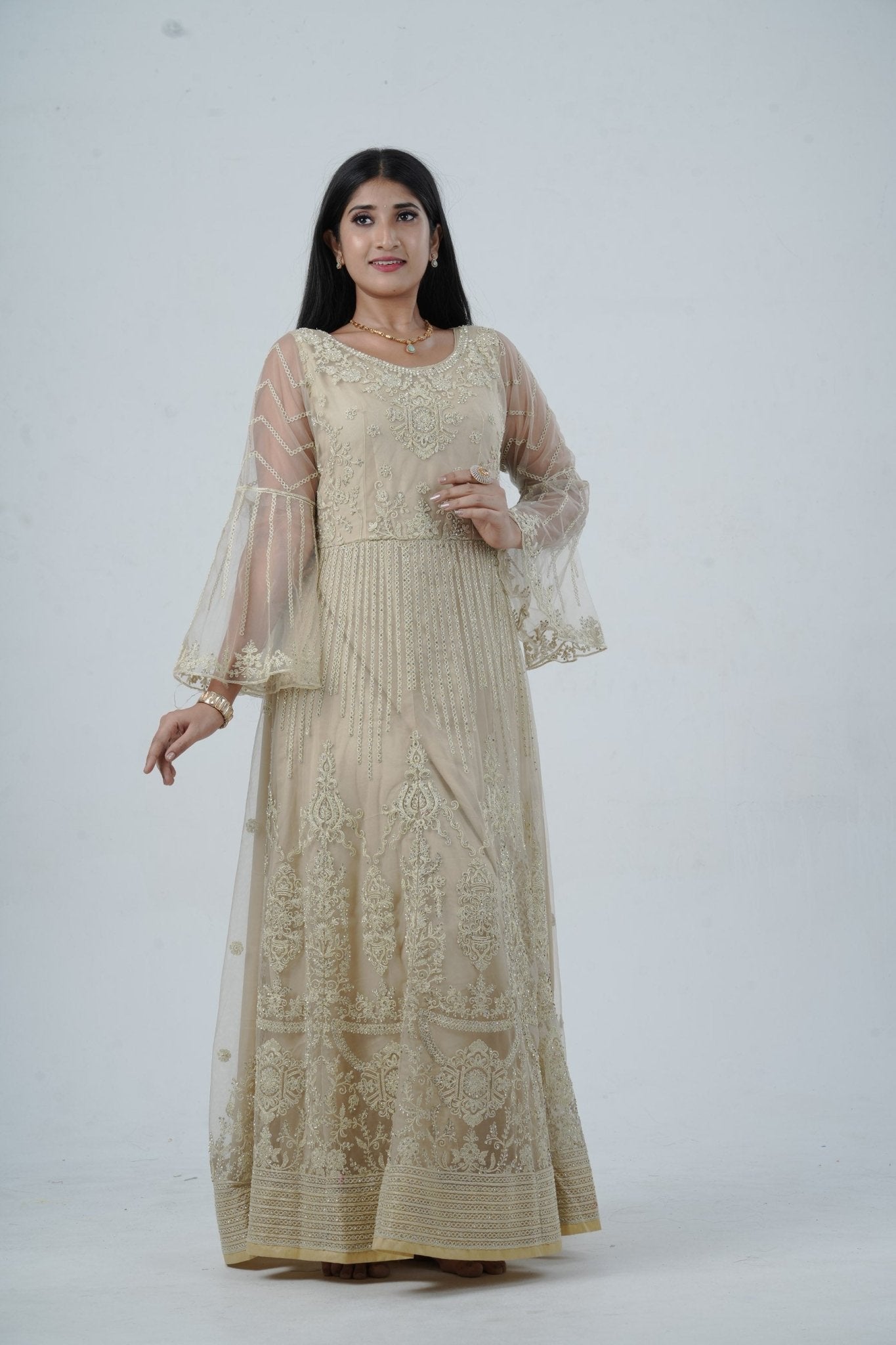 KURTI Embroidered & Stonework Long Gown with Santoon Lining KURTI JCS Fashions