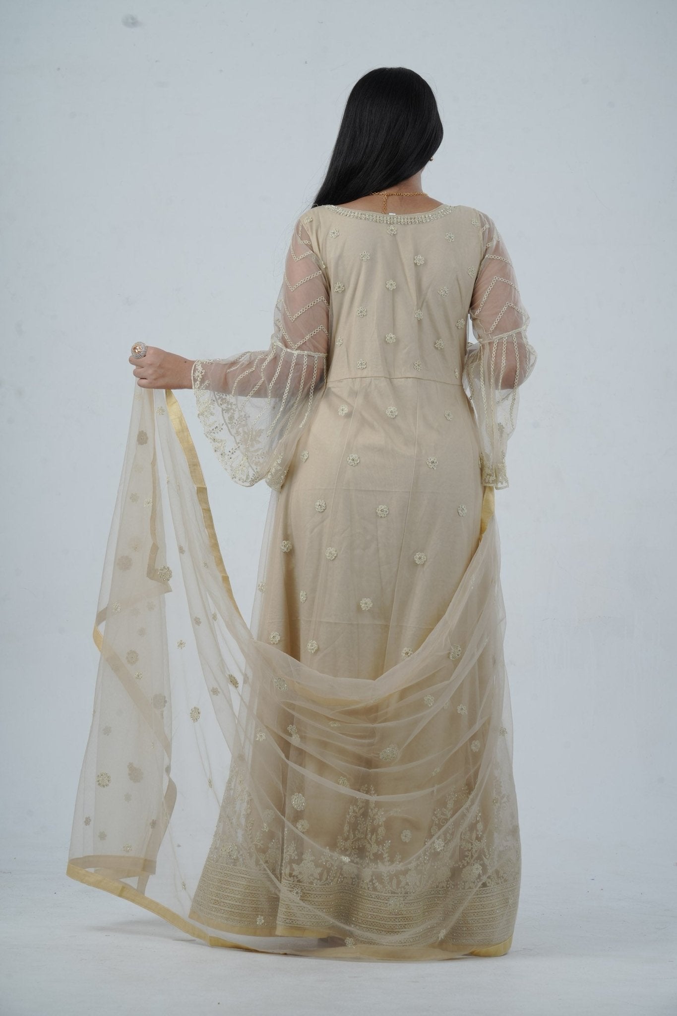 KURTI Embroidered & Stonework Long Gown with Santoon Lining KURTI JCS Fashions