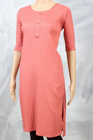 Orange Rayon Kurti – Lightweight Popcorn Fabric Daily Wear