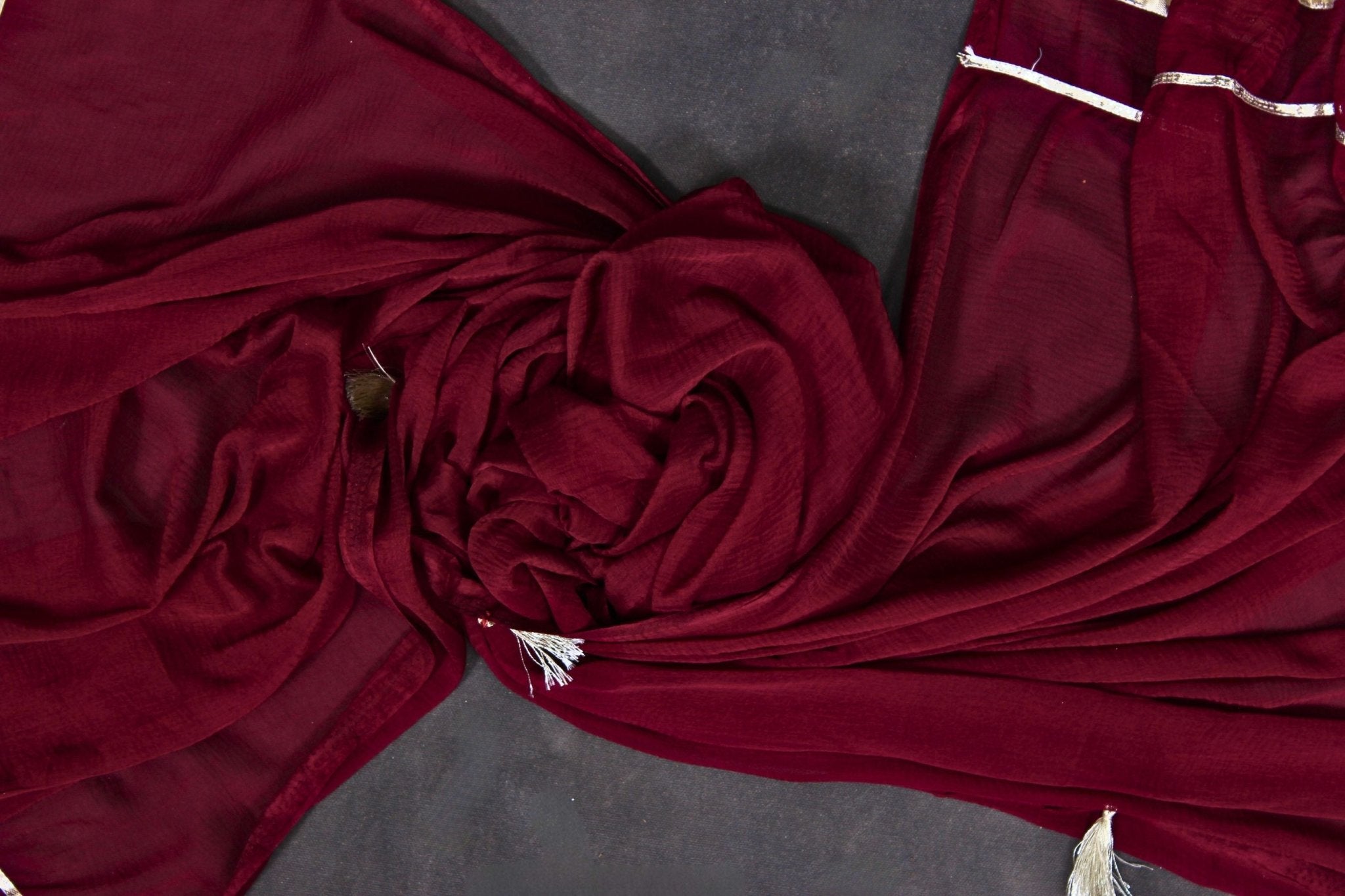 Lustrous Soft Chiffon Dupatta with Tassel Embellishments by JCSFashions Dupatta JCS Fashions