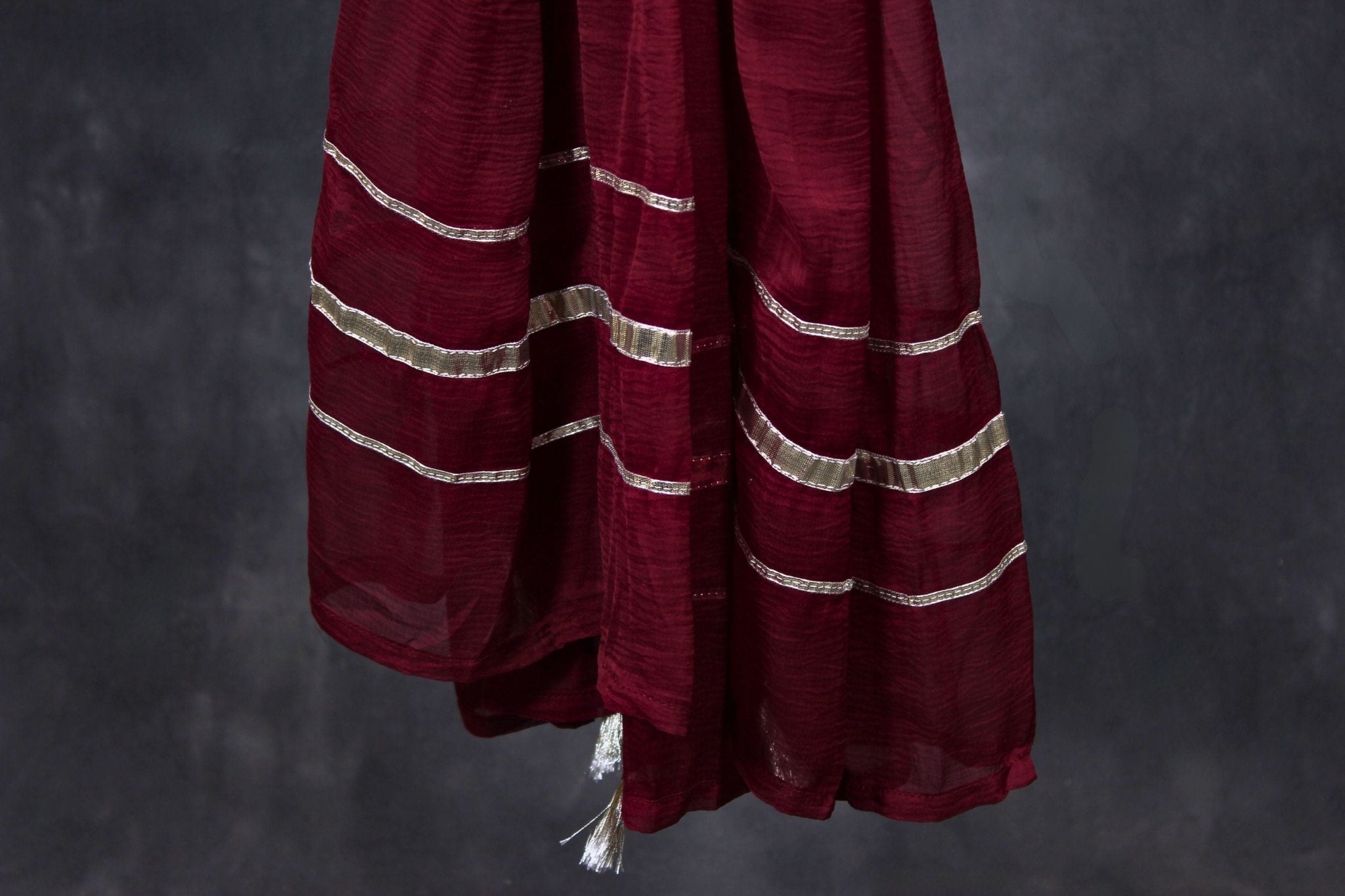 Lustrous Soft Chiffon Dupatta with Tassel Embellishments by JCSFashions Dupatta JCS Fashions