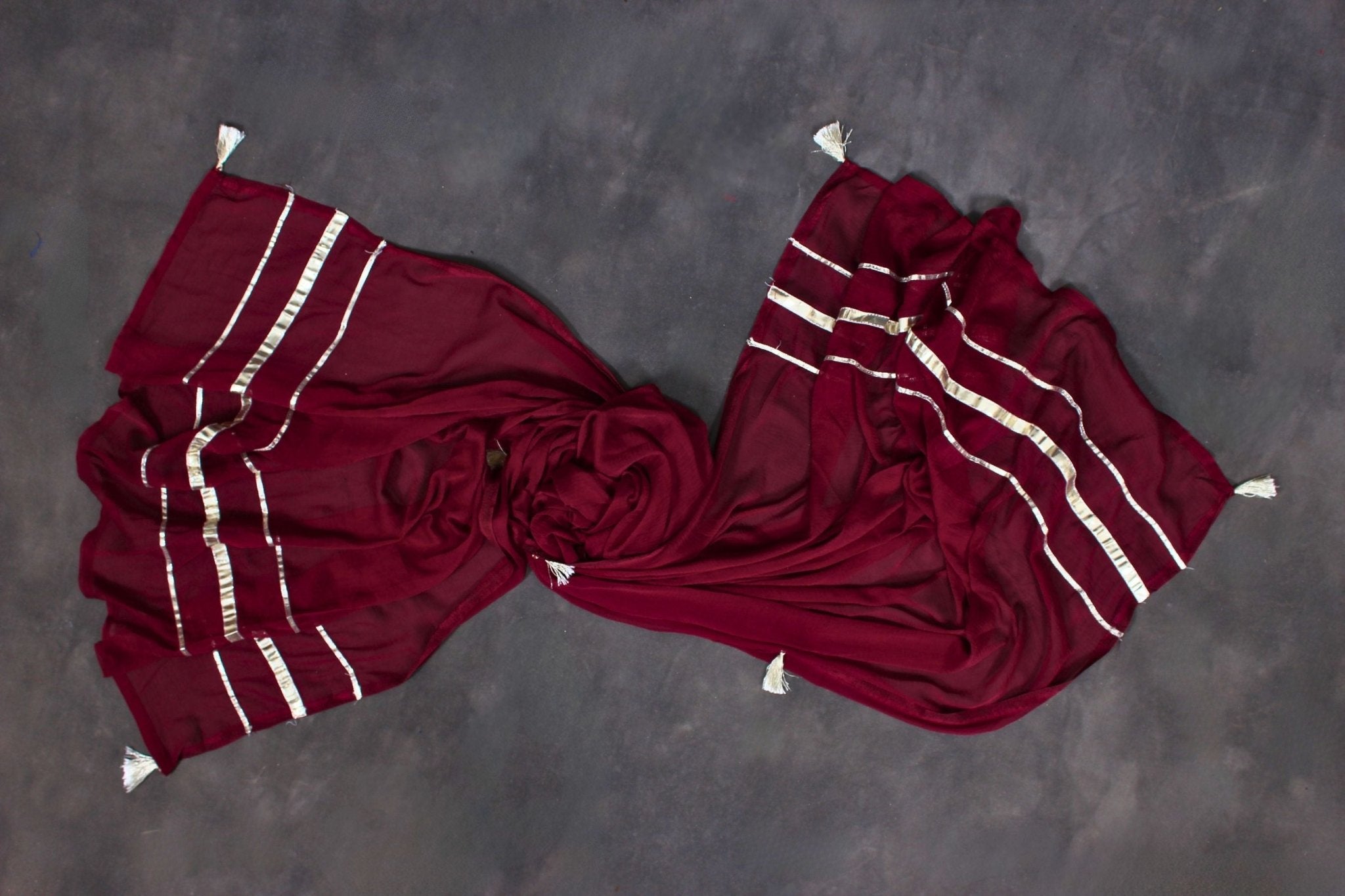 Lustrous Soft Chiffon Dupatta with Tassel Embellishments by JCSFashions Dupatta JCS Fashions