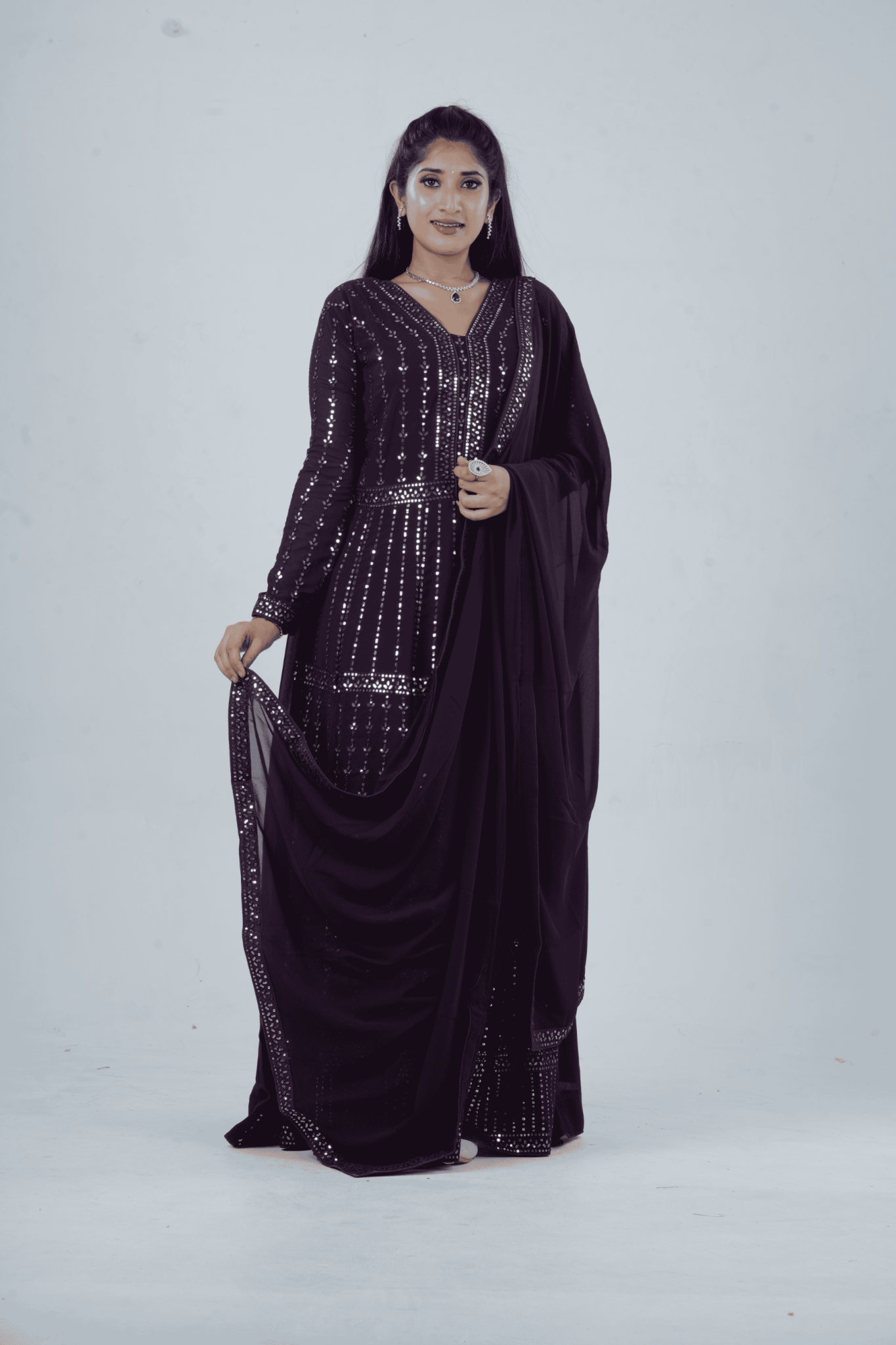 Luxurious Embroidered Georgette Kurti Gown with Sequin Accents KURTI JCS Fashions