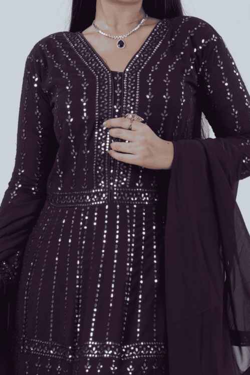 Luxurious Embroidered Georgette Kurti Gown with Sequin Accents KURTI JCS Fashions