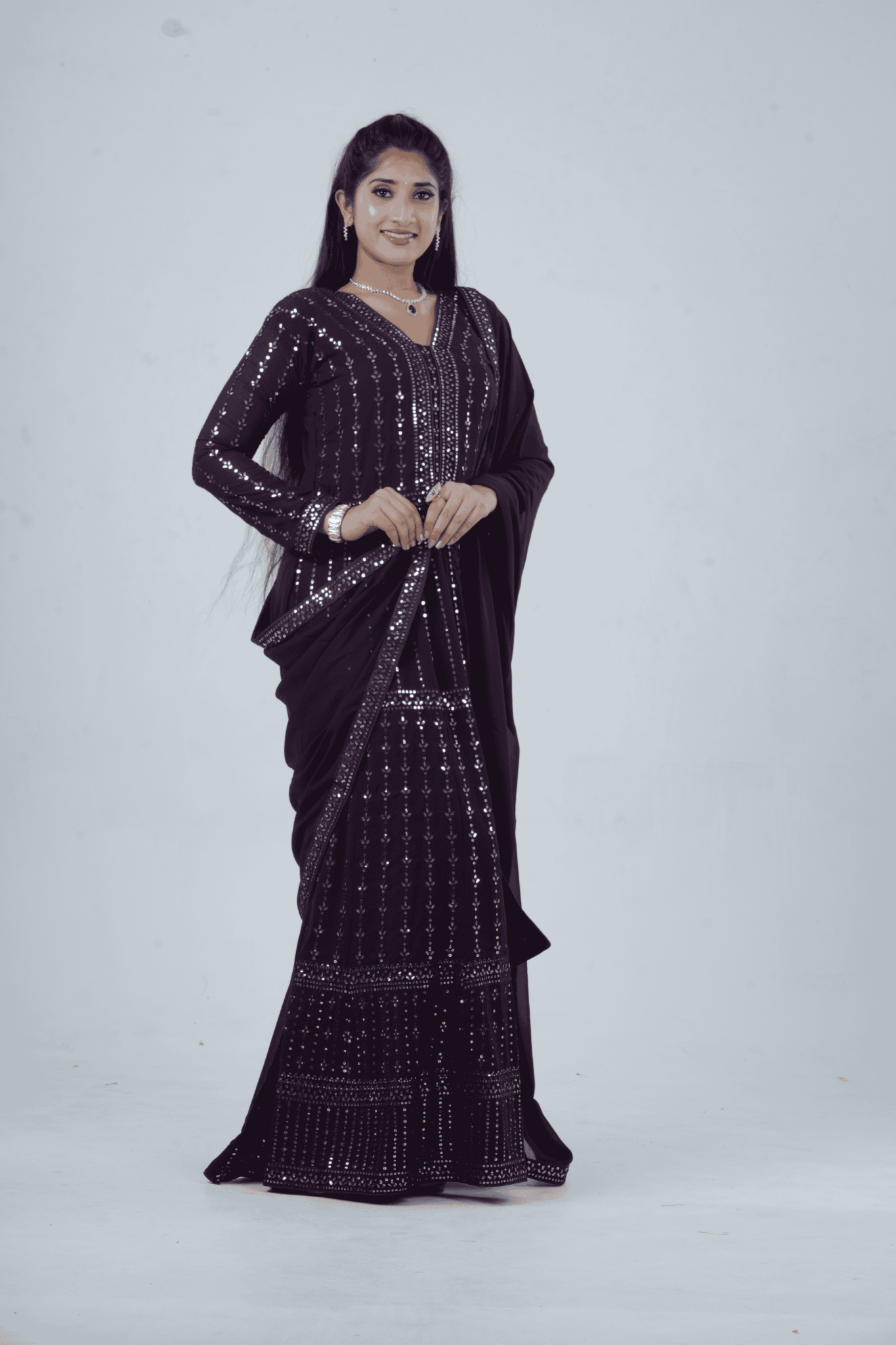 Luxurious Embroidered Georgette Kurti Gown with Sequin Accents KURTI JCS Fashions