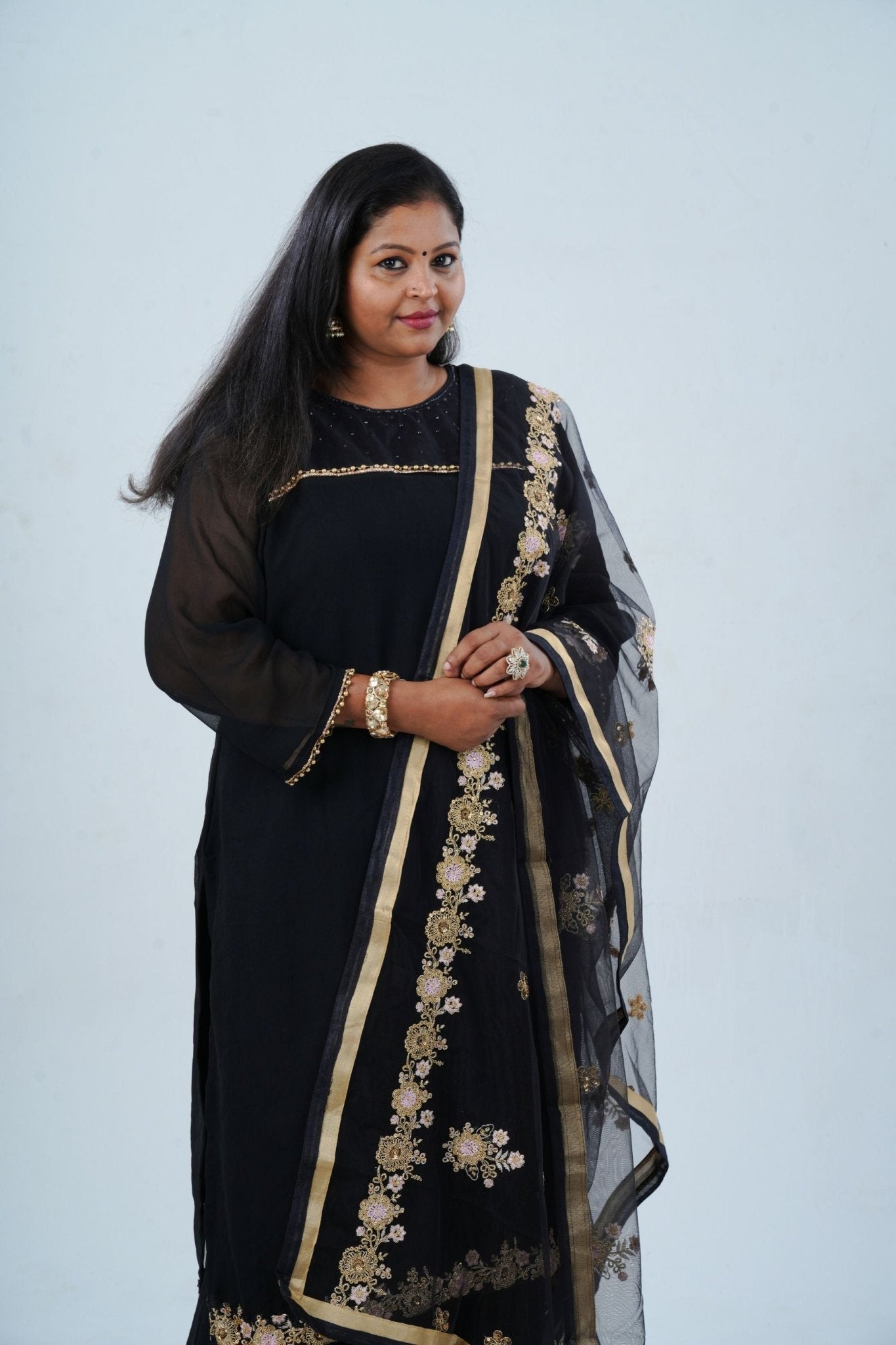 Luxurious Georgette Sharara Set - Embellished Kurti with Sequined Dupatta KURTI JCS Fashions