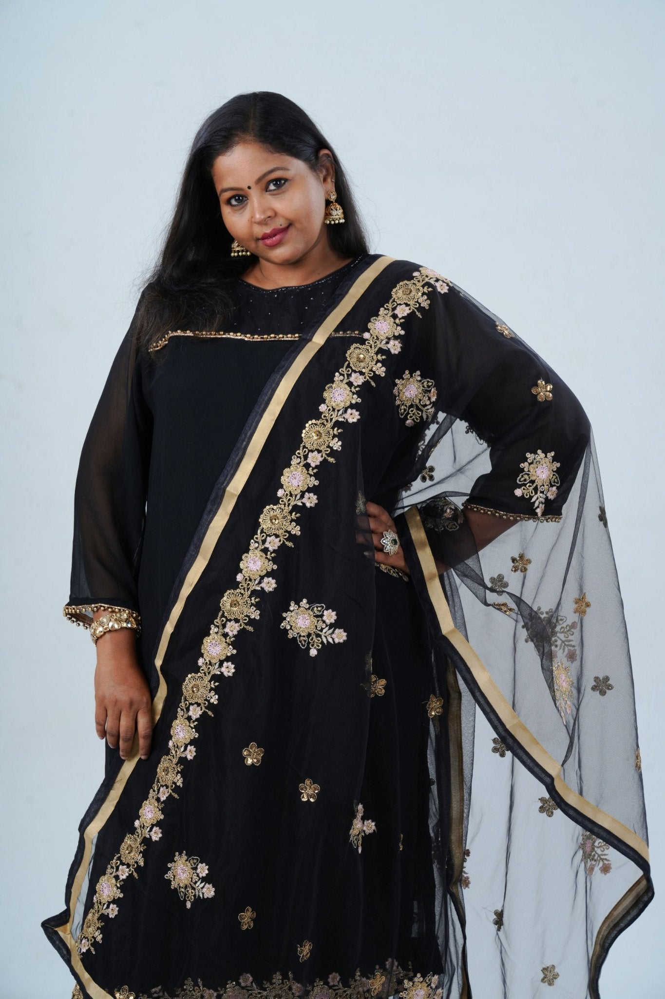 Luxurious Georgette Sharara Set - Embellished Kurti with Sequined Dupatta KURTI JCS Fashions