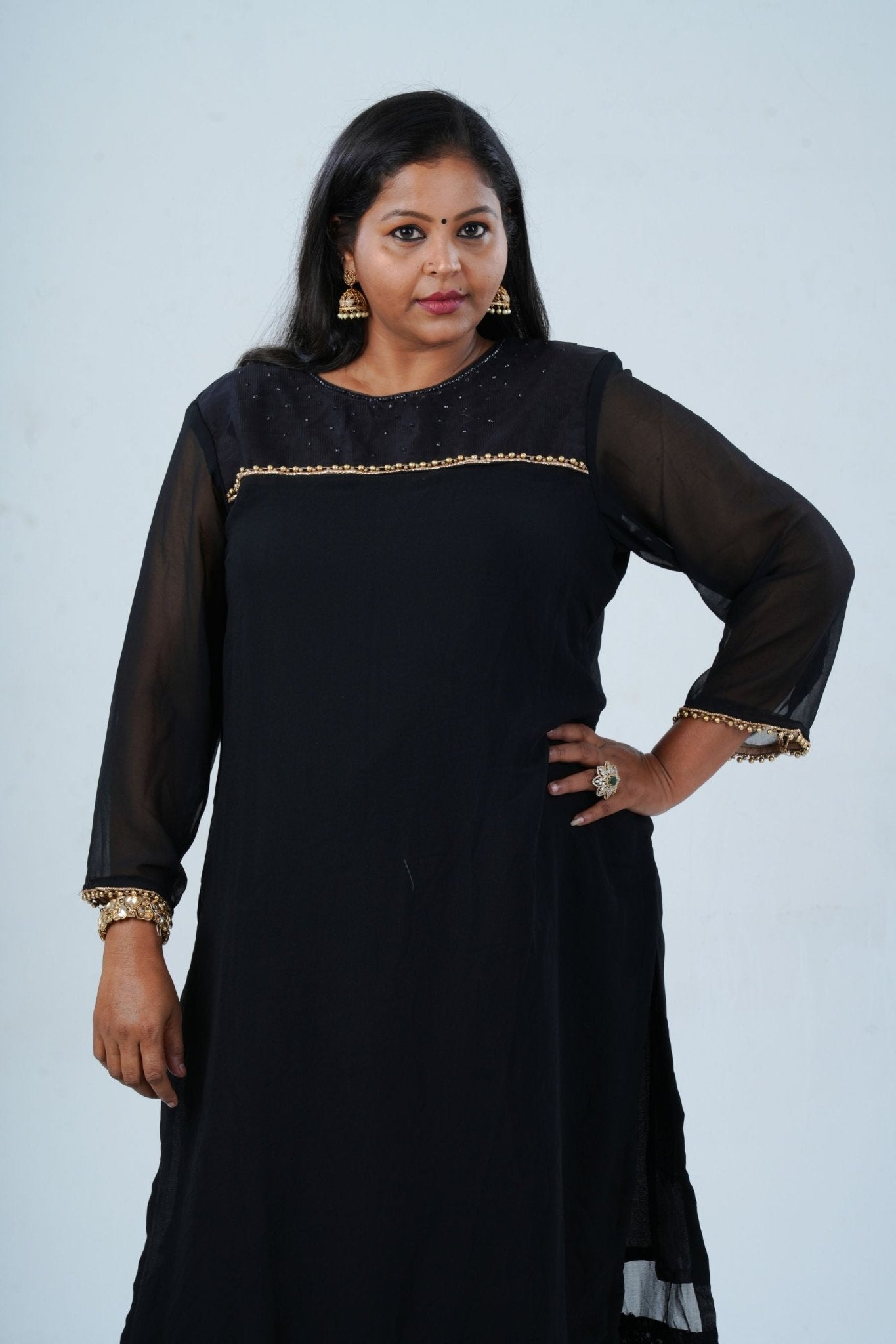 Luxurious Georgette Sharara Set - Embellished Kurti with Sequined Dupatta KURTI JCS Fashions