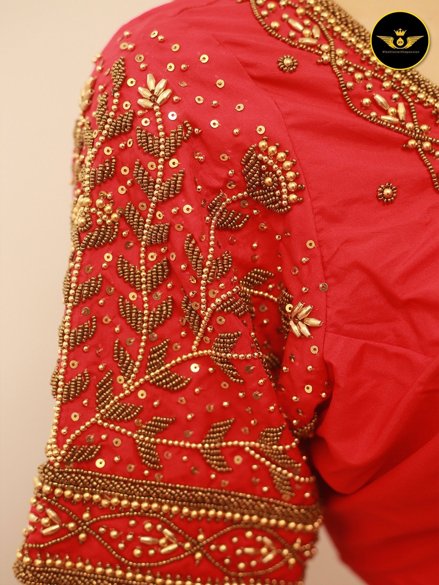 Luxurious Indian Aari Work Silk Blouse With Latkan Blouse JCS Fashions