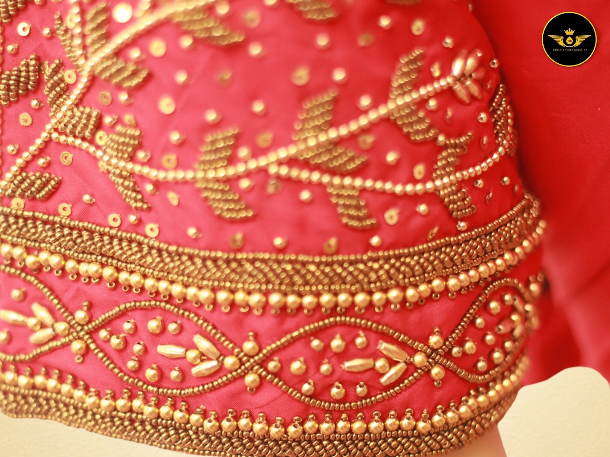 Luxurious Indian Aari Work Silk Blouse With Latkan Blouse JCS Fashions