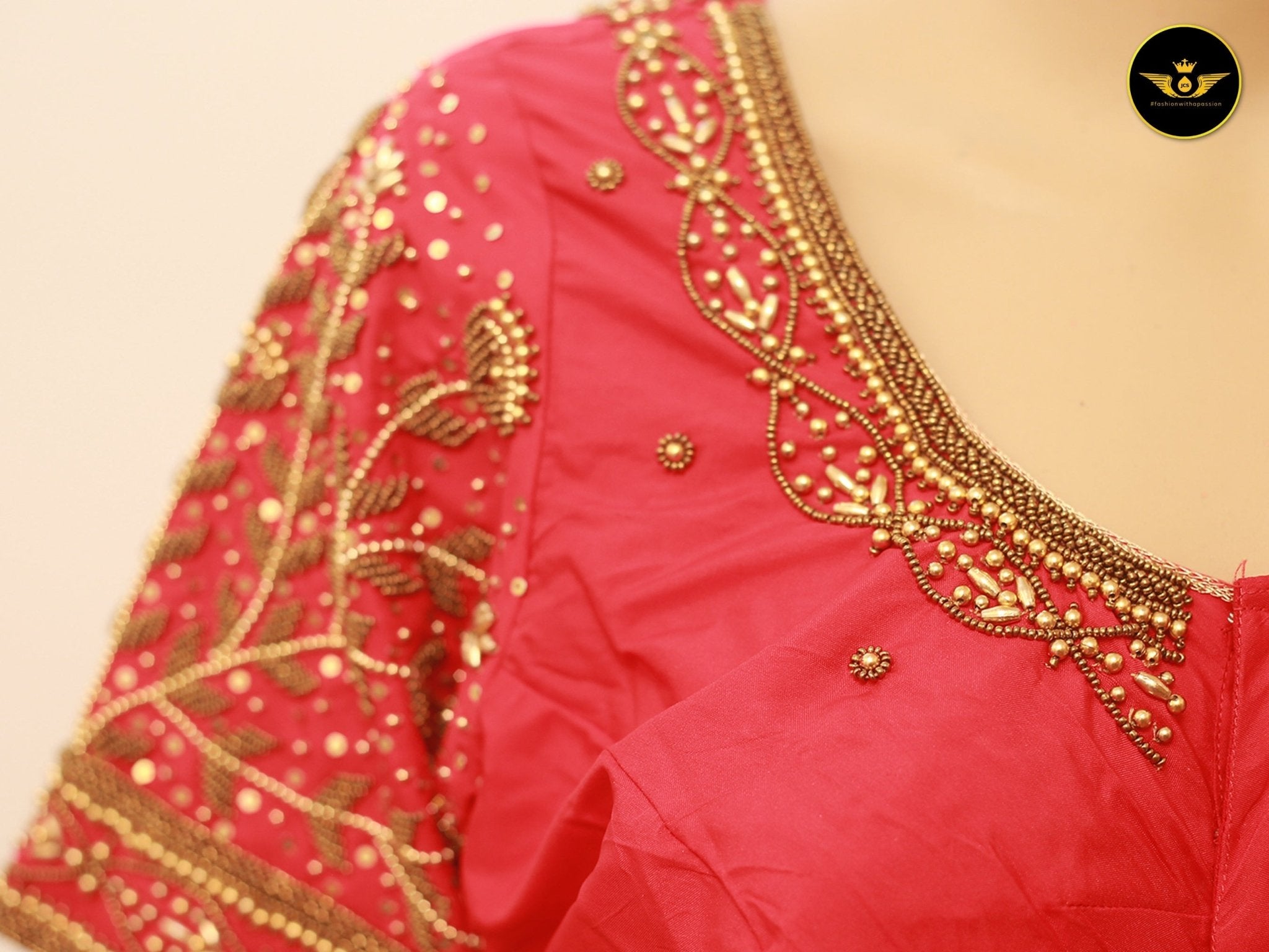 Luxurious Indian Aari Work Silk Blouse With Latkan Blouse JCS Fashions