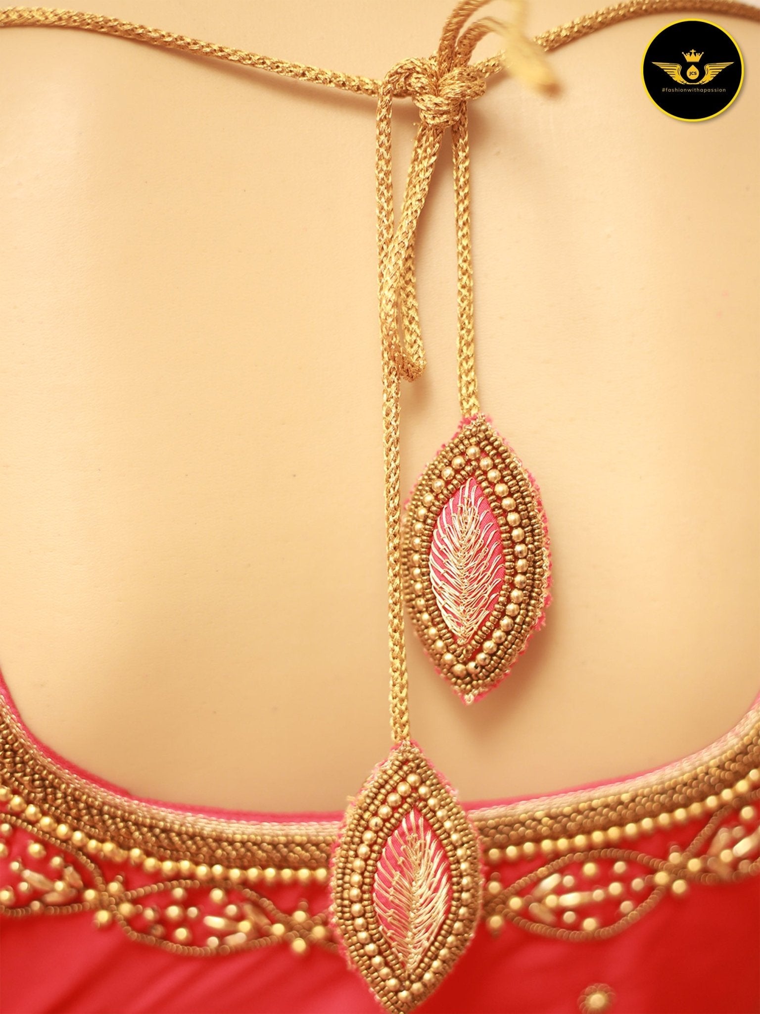 Luxurious Indian Aari Work Silk Blouse With Latkan Blouse JCS Fashions