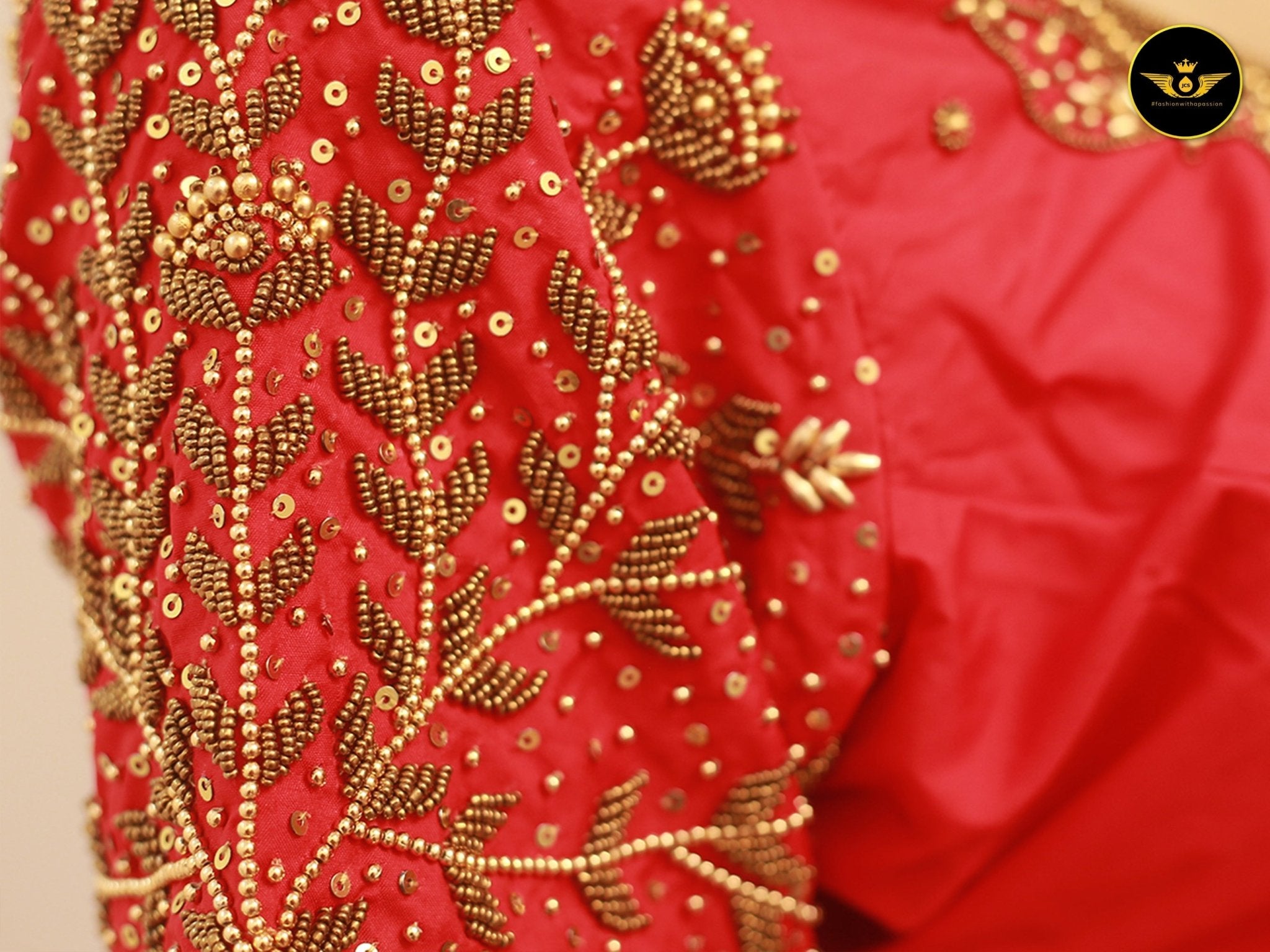 Luxurious Indian Aari Work Silk Blouse With Latkan Blouse JCS Fashions