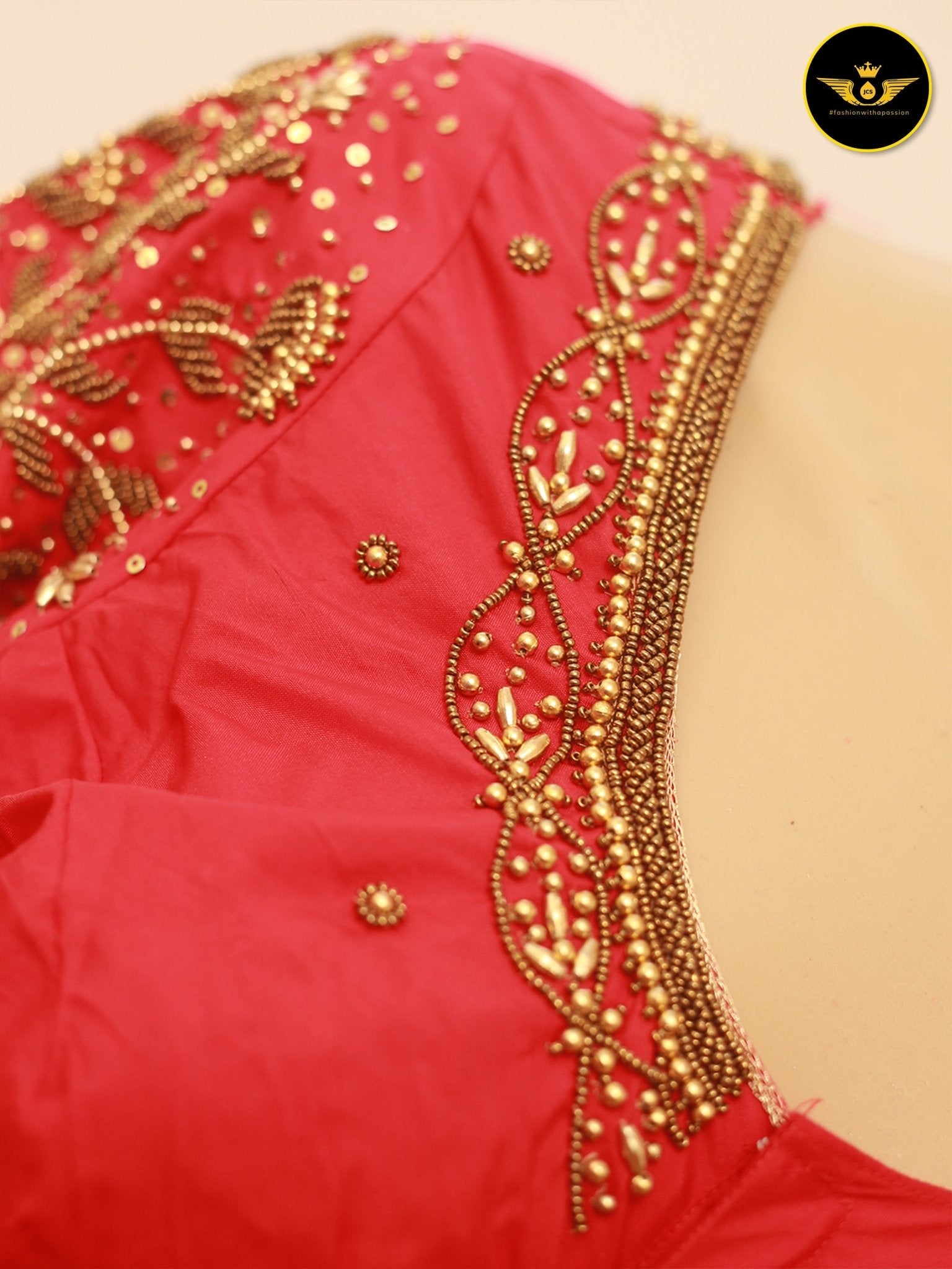 Luxurious Indian Aari Work Silk Blouse With Latkan Blouse JCS Fashions