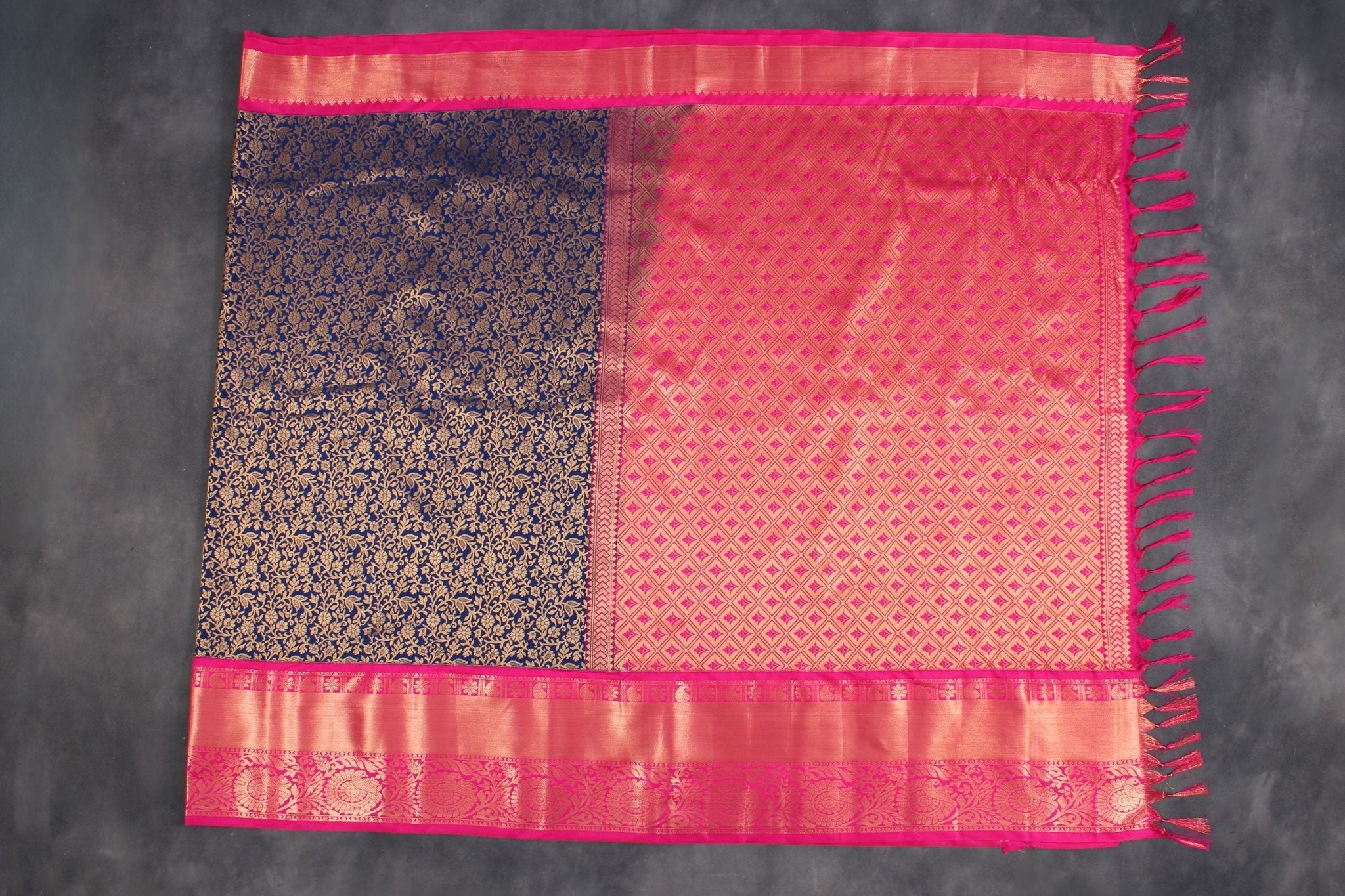 Luxurious Kanchipuram Silk Saree with Grand Pallu and Floral Design Saree JCS Fashions