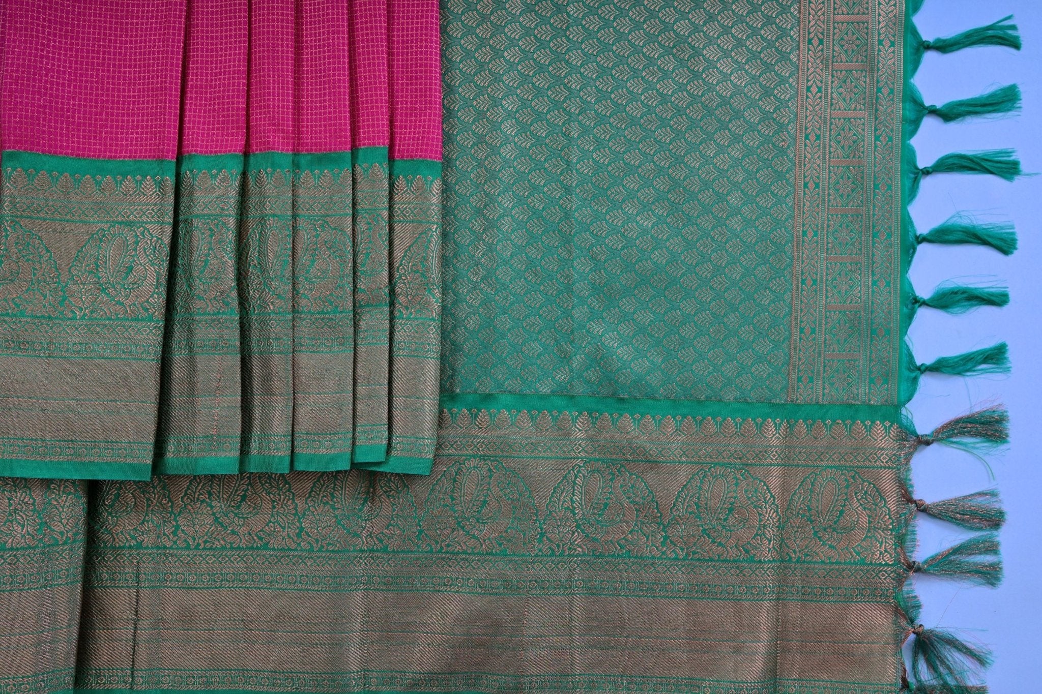 Luxurious Kanchipuram Silk Saree with Unique Border Design Saree JCS Fashions