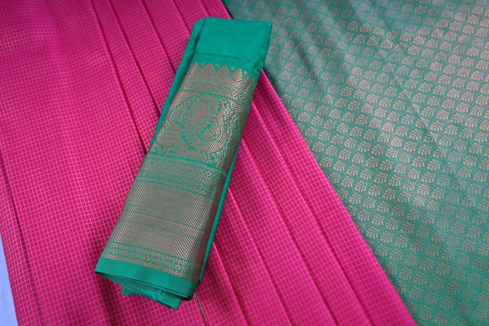 Luxurious Kanchipuram Silk Saree with Unique Border Design Saree JCS Fashions