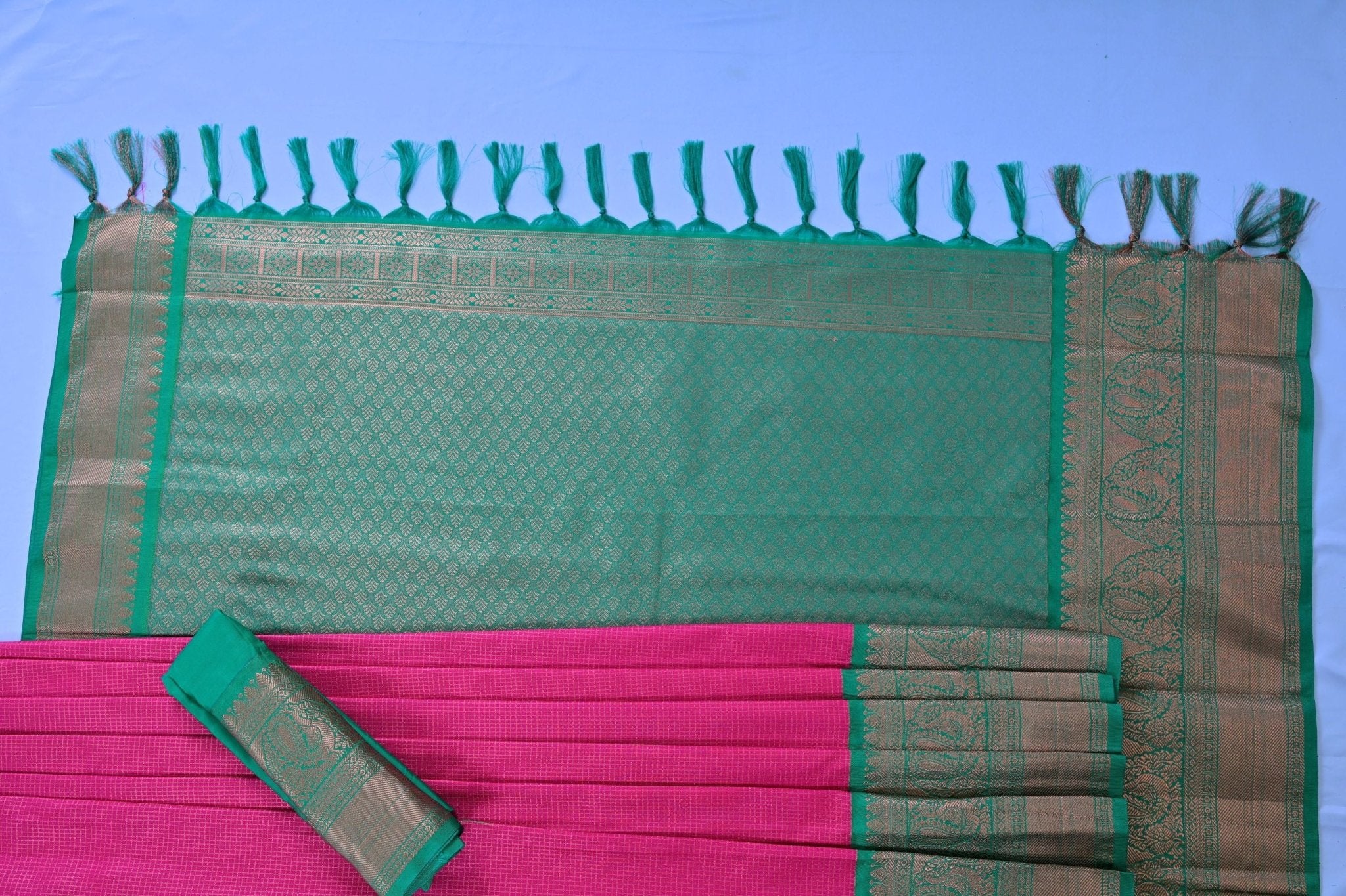 Luxurious Kanchipuram Silk Saree with Unique Border Design Saree JCS Fashions
