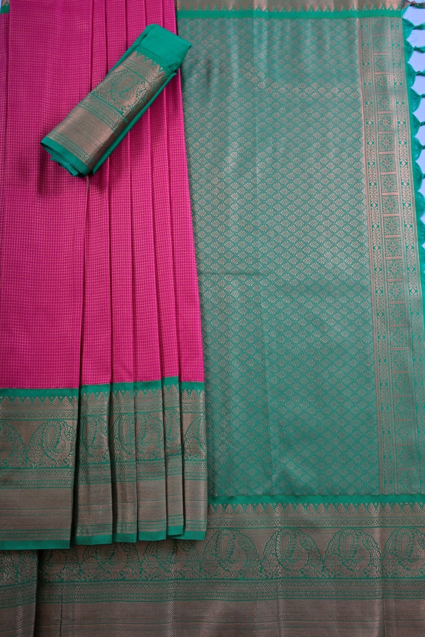Luxurious Kanchipuram Silk Saree with Unique Border Design Saree JCS Fashions