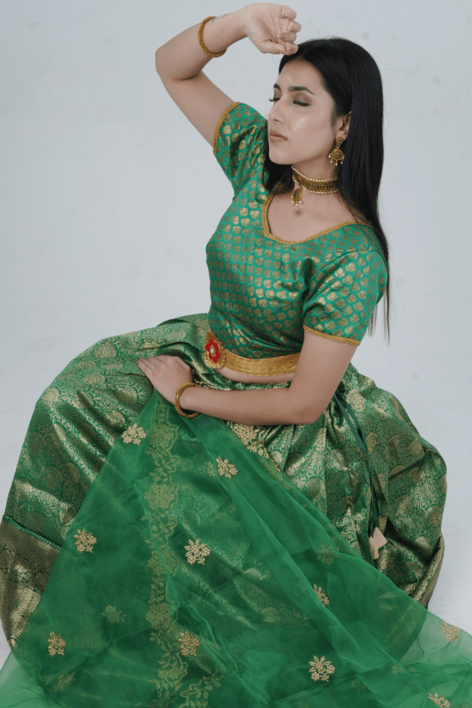 Luxurious Kanchipuram Silk Zari Lehenga Set with Detachable Hip Belt LEHENGA JCS Fashions