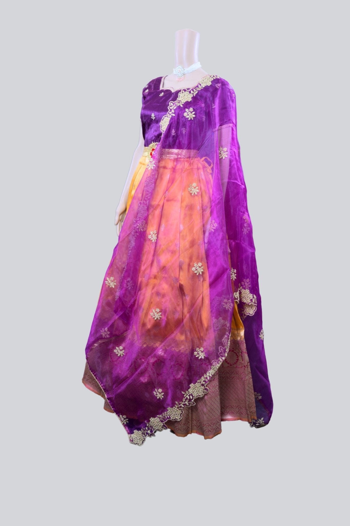 Luxurious Pure Kanchipuram Silk Lehenga With Zari Border and Dupatta LEHENGA JCS Fashions