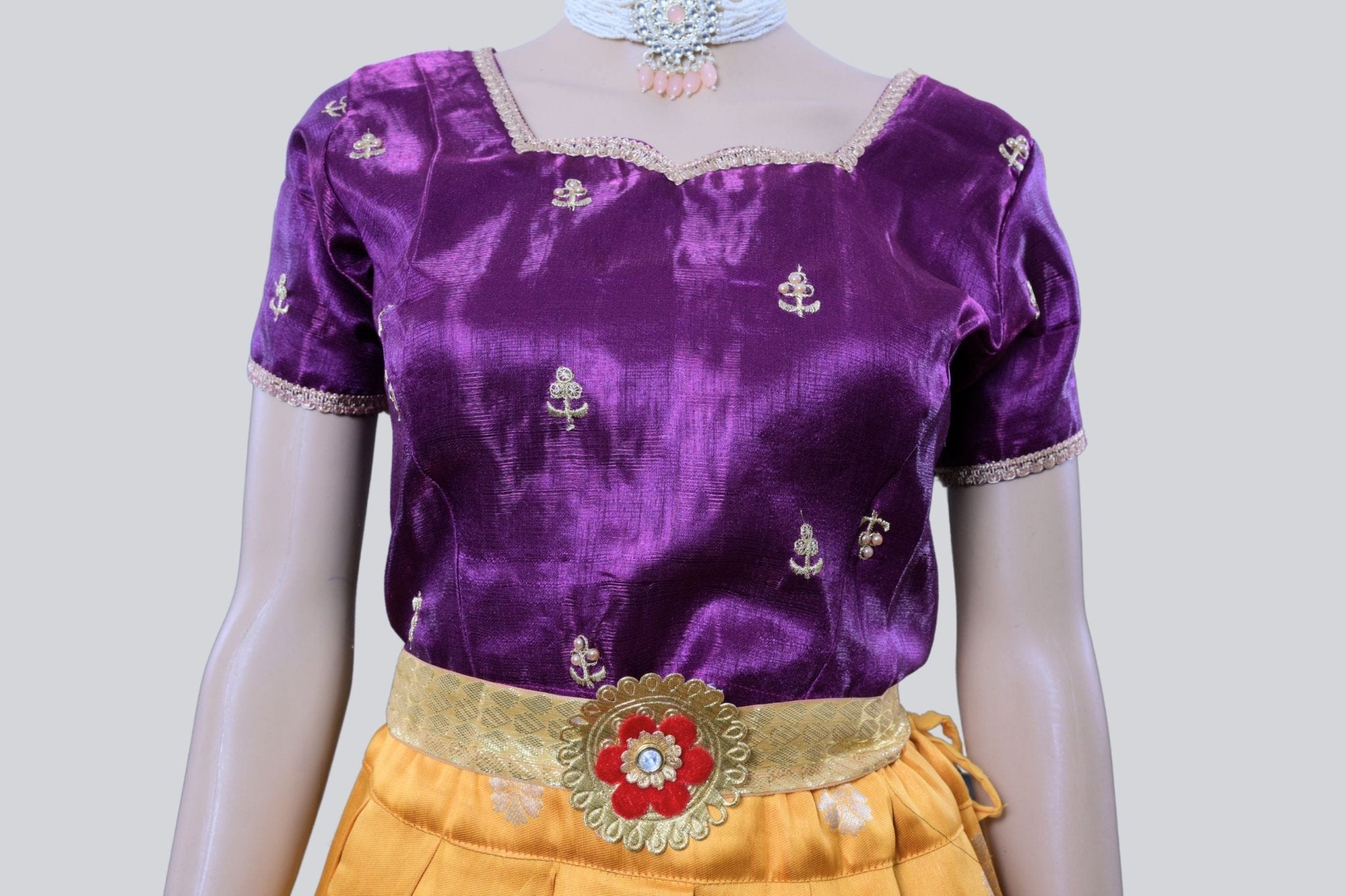 Luxurious Pure Kanchipuram Silk Lehenga With Zari Border and Dupatta LEHENGA JCS Fashions