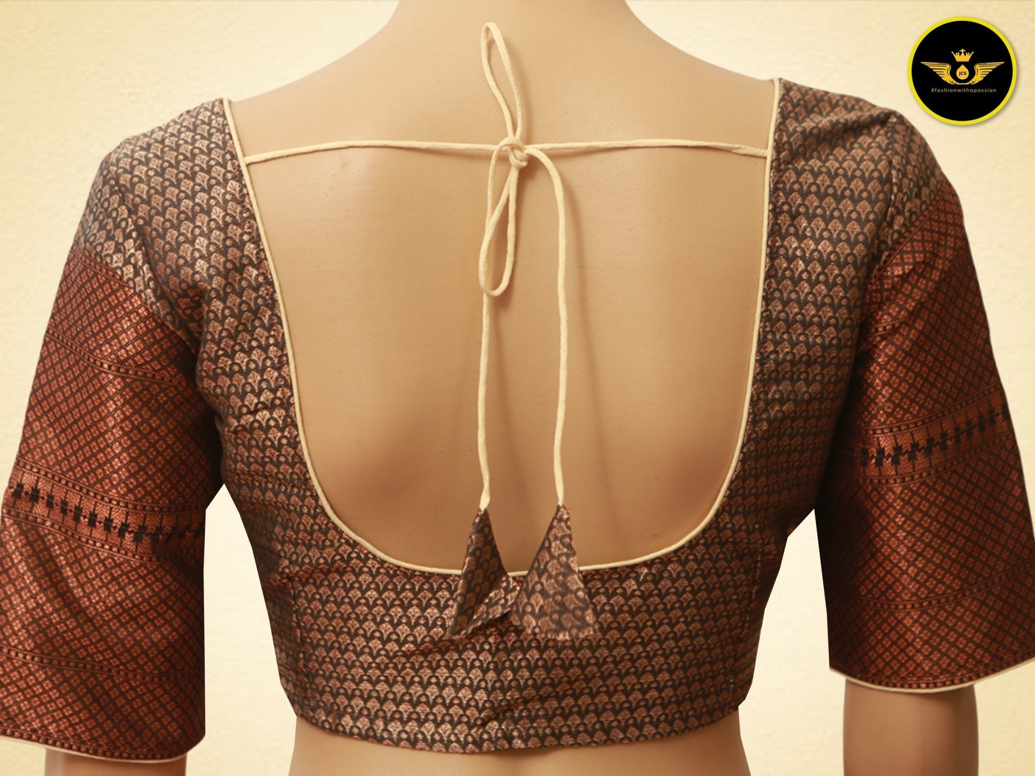 Luxurious Semi-Silk Saree with Contrast Borders & Stitched Blouse Saree JCS Fashions