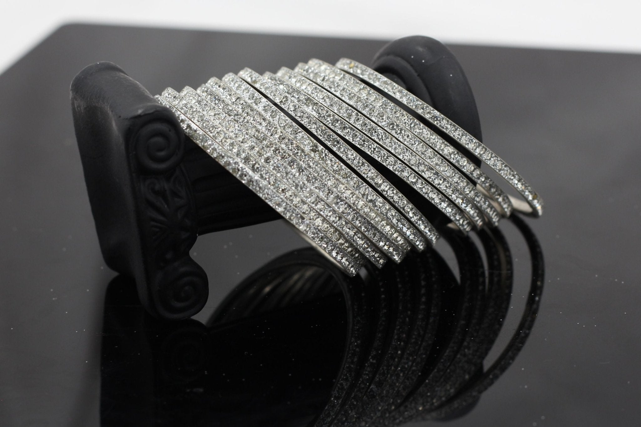 Luxurious Silver-Plated Bangles with Glittering Cubic Zirconia Jewelry JCS Fashions