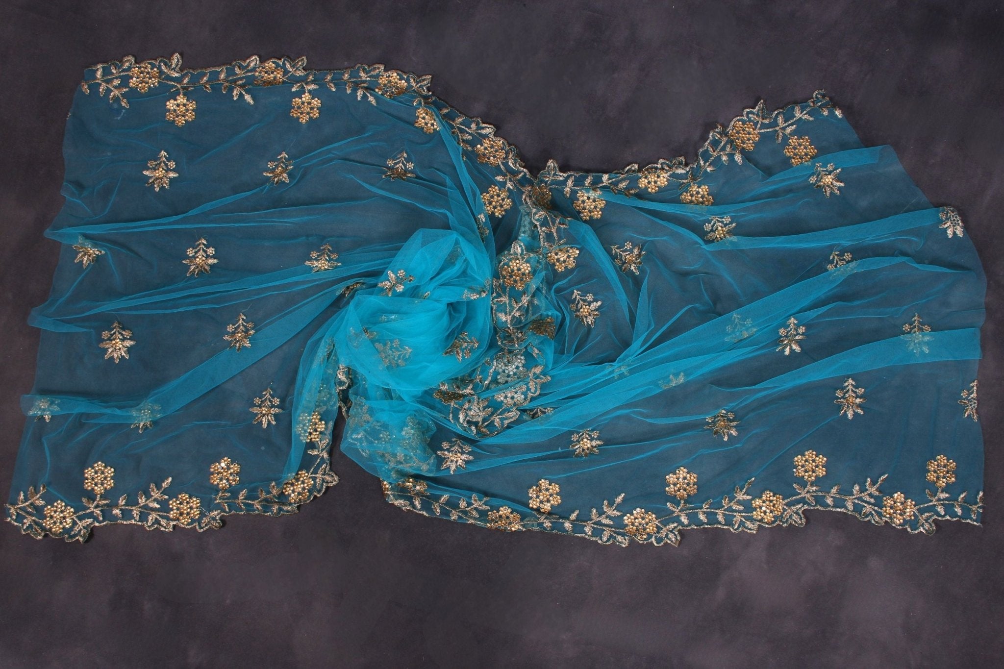 Luxury Hand-Sewn Beaded Cutwork Dupatta - Regal Fashion Elegance Dupatta JCS Fashions