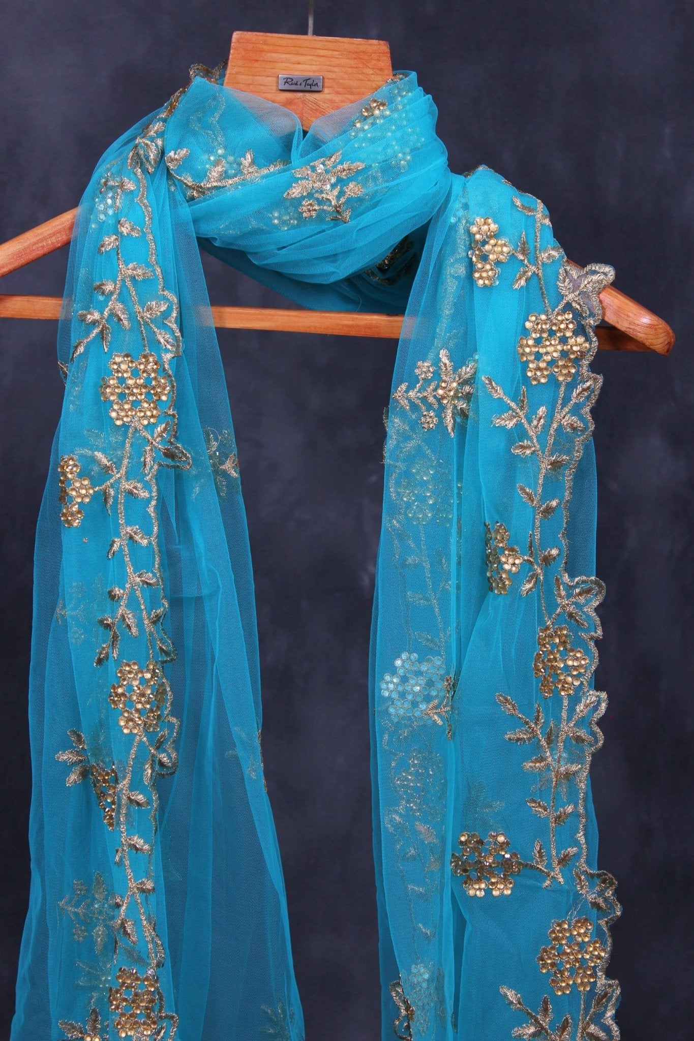 Luxury Hand-Sewn Beaded Cutwork Dupatta - Regal Fashion Elegance Dupatta JCS Fashions