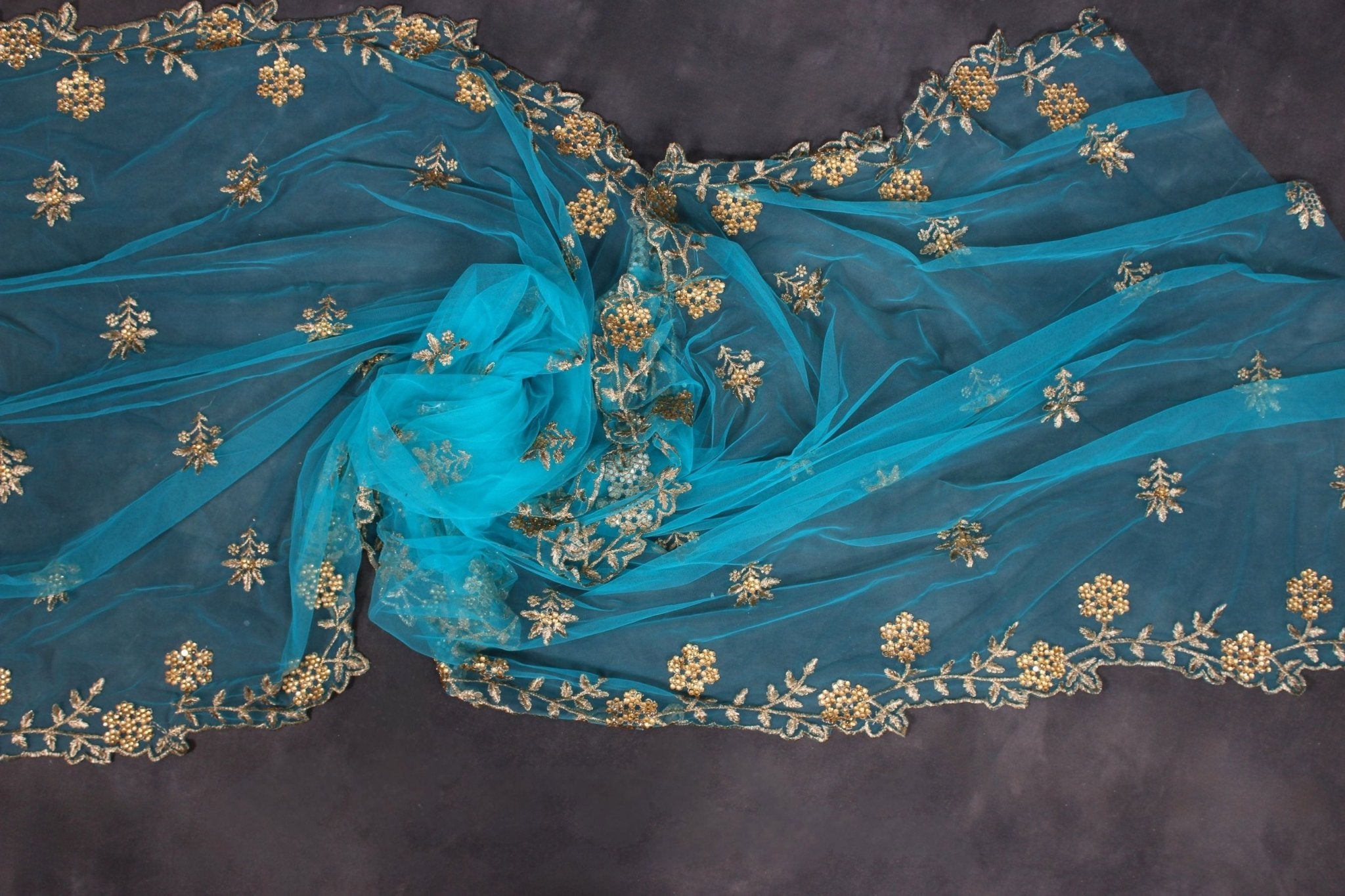 Luxury Hand-Sewn Beaded Cutwork Dupatta - Regal Fashion Elegance Dupatta JCS Fashions