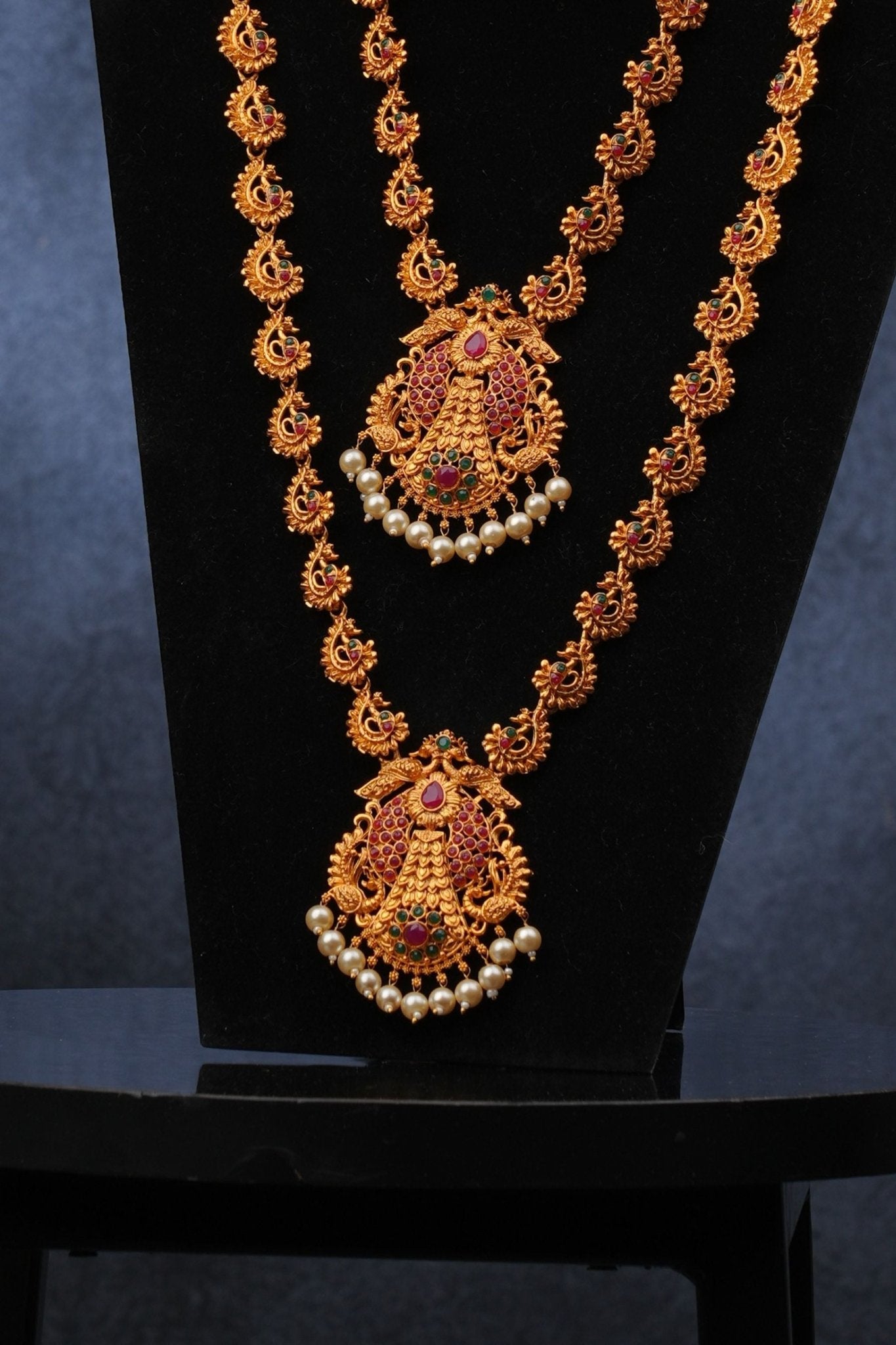 Matte Finish Indian Jewelry Set – Elegant Temple & Bridal Necklace Jewelry JCS Fashions