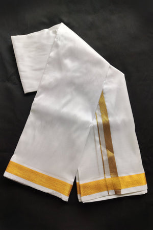 White Men's Kurta Men's 8 MULAM Veshti in Gleaming