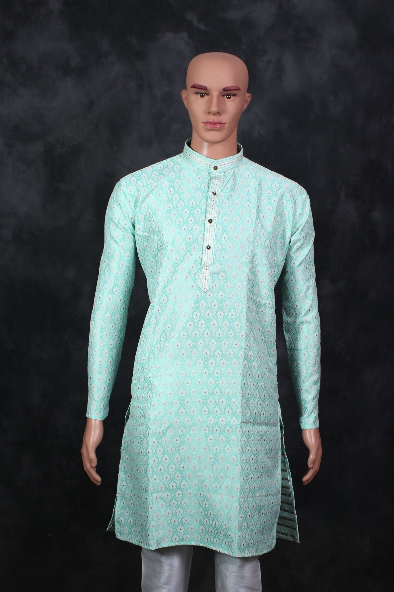 Men's Classic Jacquard Kurta: Luxurious, Intricate Weaving for Weddings Men JCS Fashions Pastel Green Large (40)