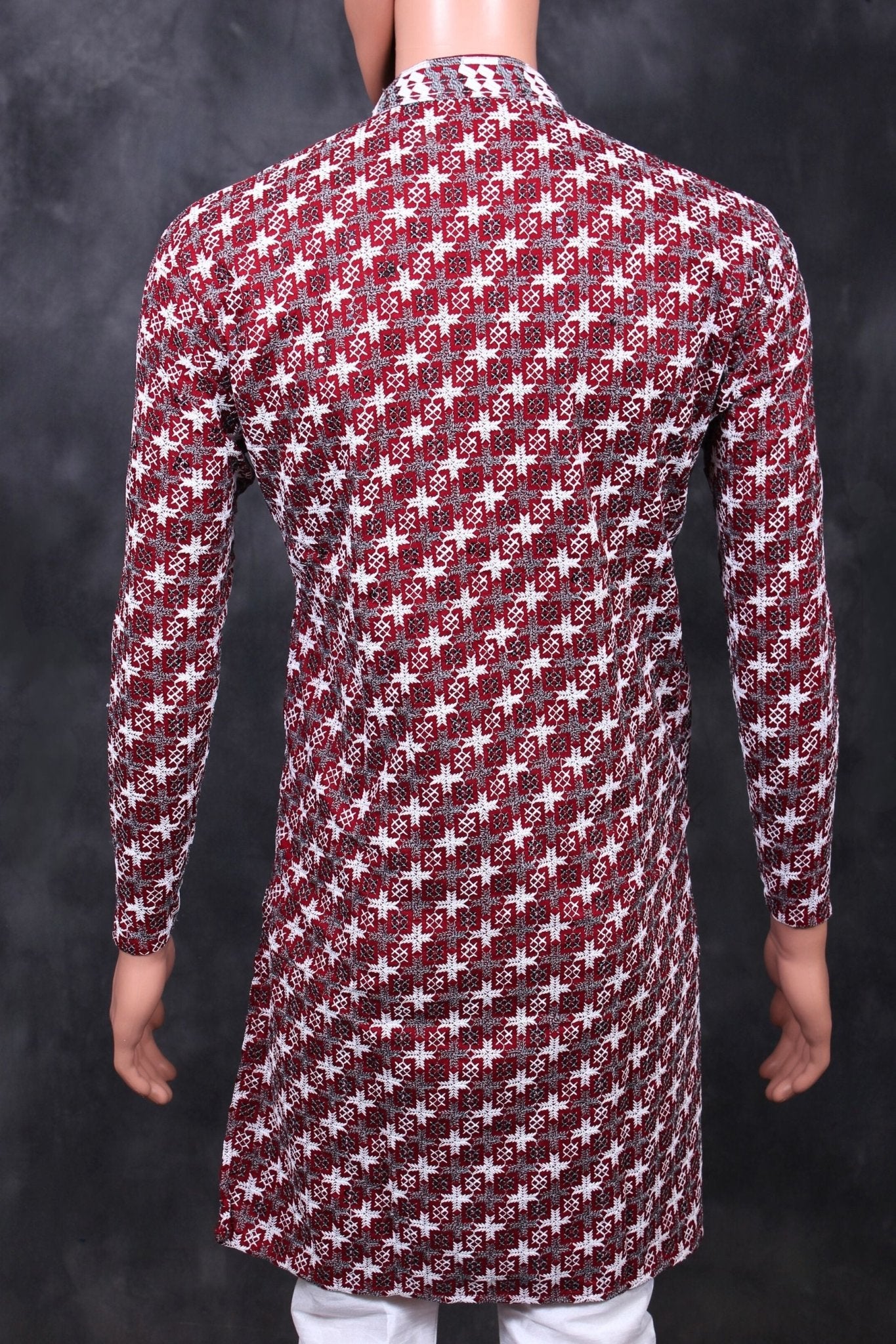 Men's Elegant Embroidered Kurta with Unique Zebra Pattern Design Men JCS Fashions