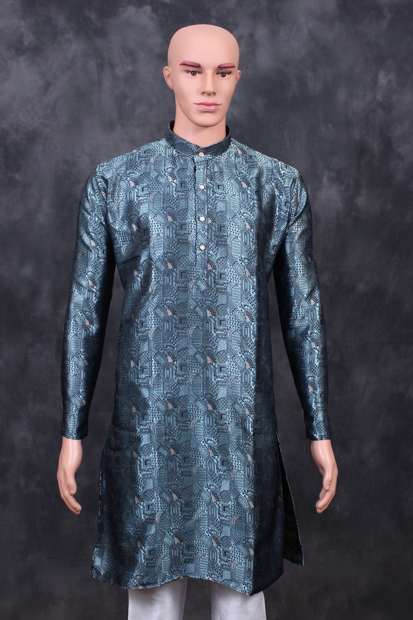 Men's Elegant Jacquard Kurta for Weddings & Festive Events -JCS Fashions Men JCS Fashions Grey Large (40)