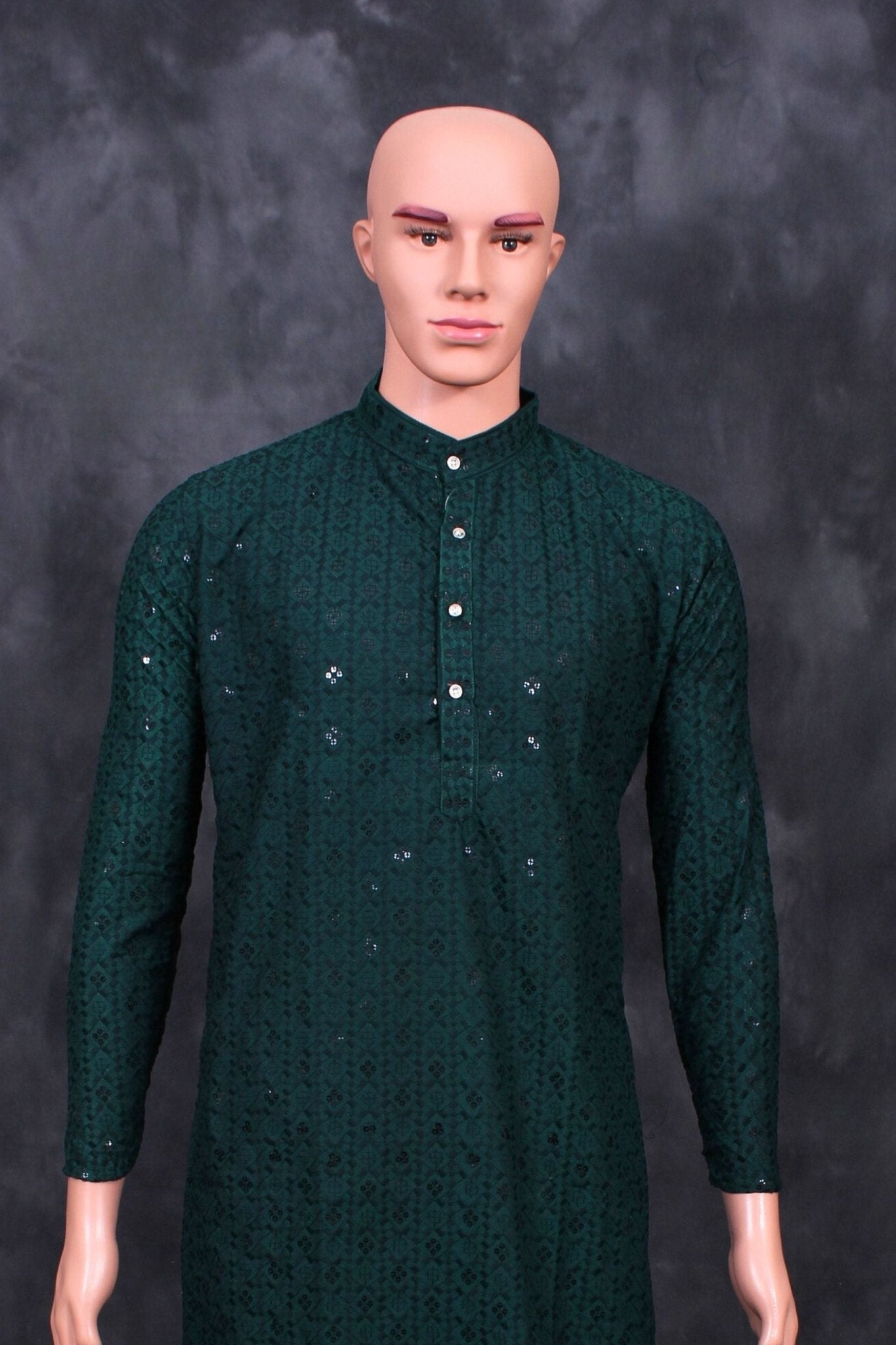 Men's Handcrafted Lakhnavi Kurta with Resham Work from JCSFashions Men JCS Fashions