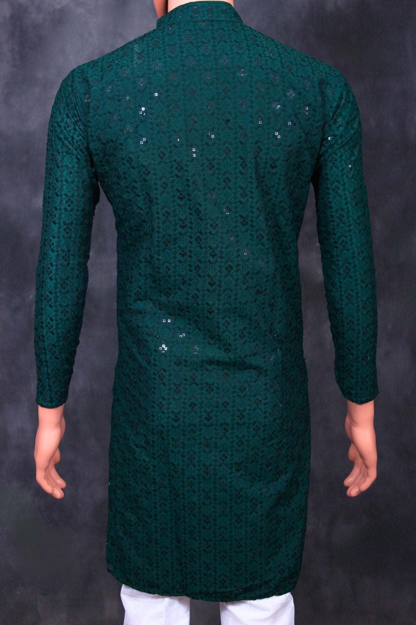 Men's Handcrafted Lakhnavi Kurta with Resham Work from JCSFashions Men JCS Fashions