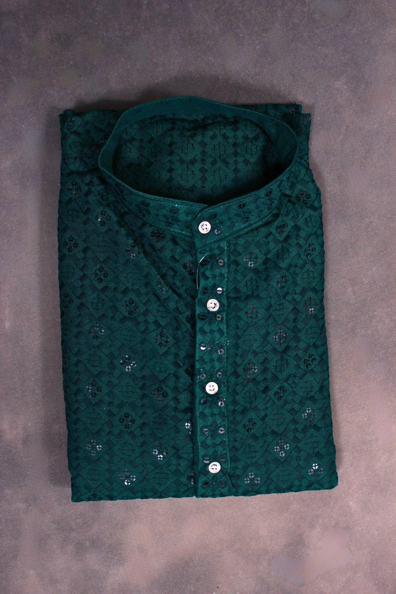 Men's Handcrafted Lakhnavi Kurta with Resham Work from JCSFashions Men JCS Fashions