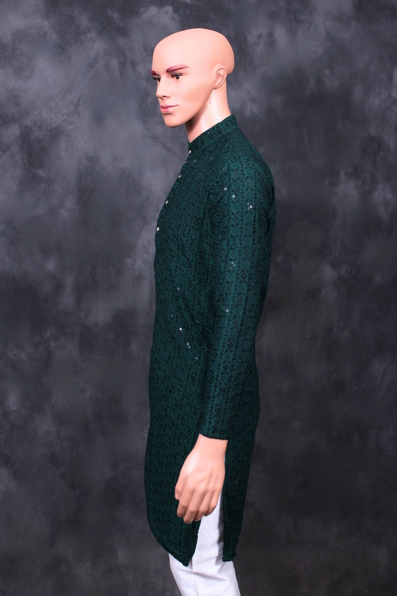 Men's Handcrafted Lakhnavi Kurta with Resham Work from JCSFashions Men JCS Fashions