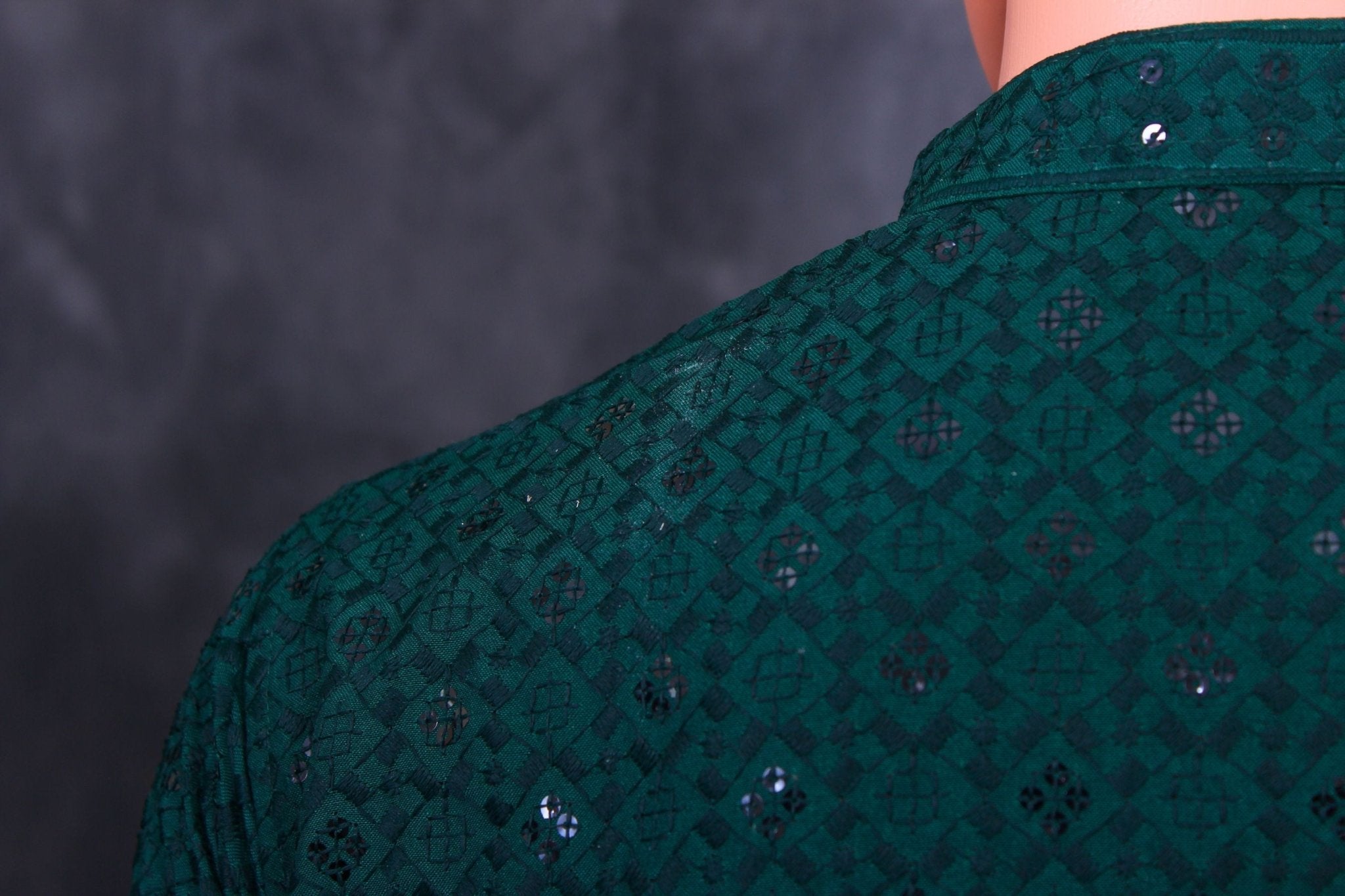 Men's Handcrafted Lakhnavi Kurta with Resham Work from JCSFashions Men JCS Fashions