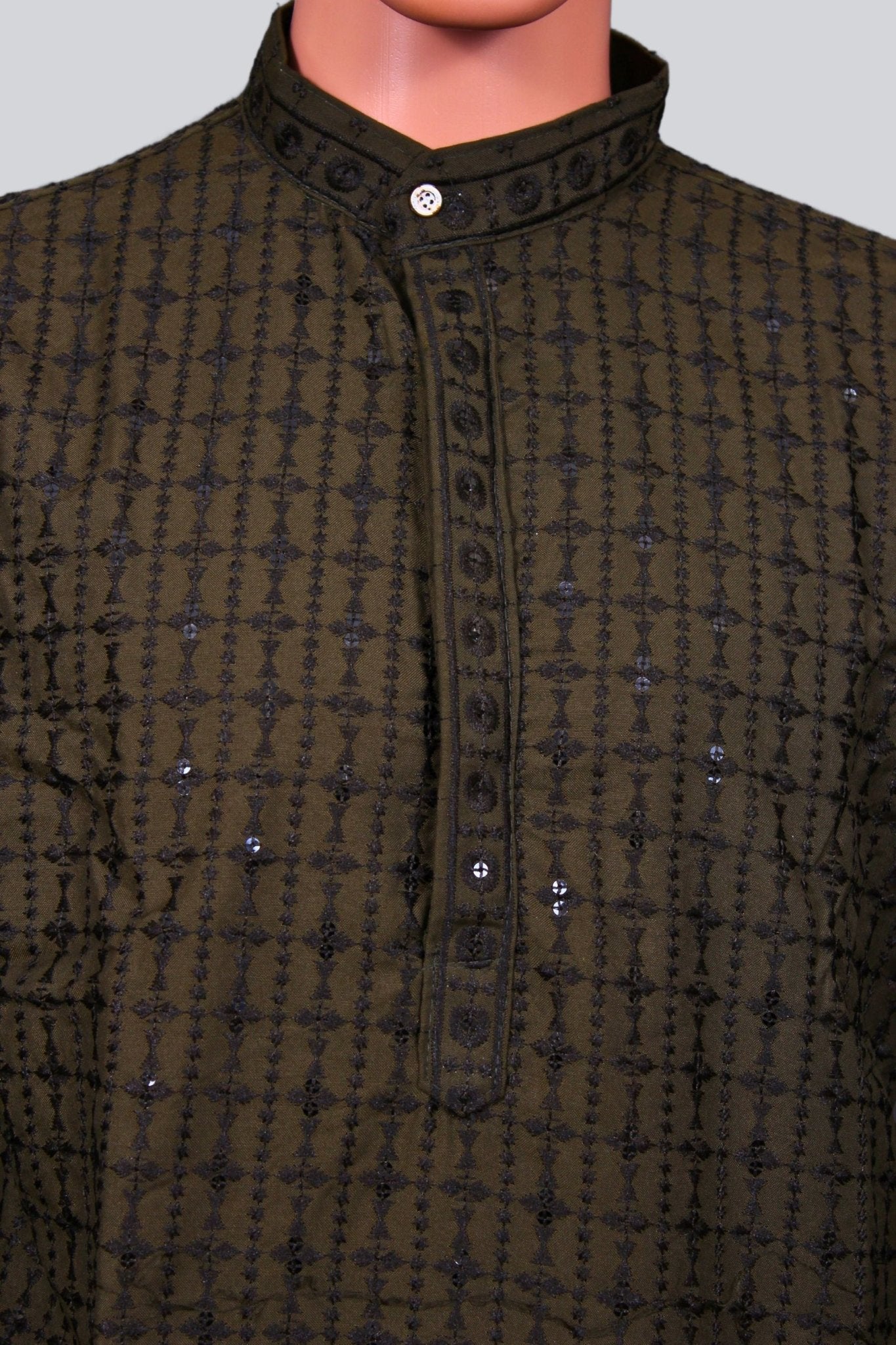 Men's Lakhnavi Embroidery Kurta - Traditional Indian Craftsmanship Men JCS Fashions