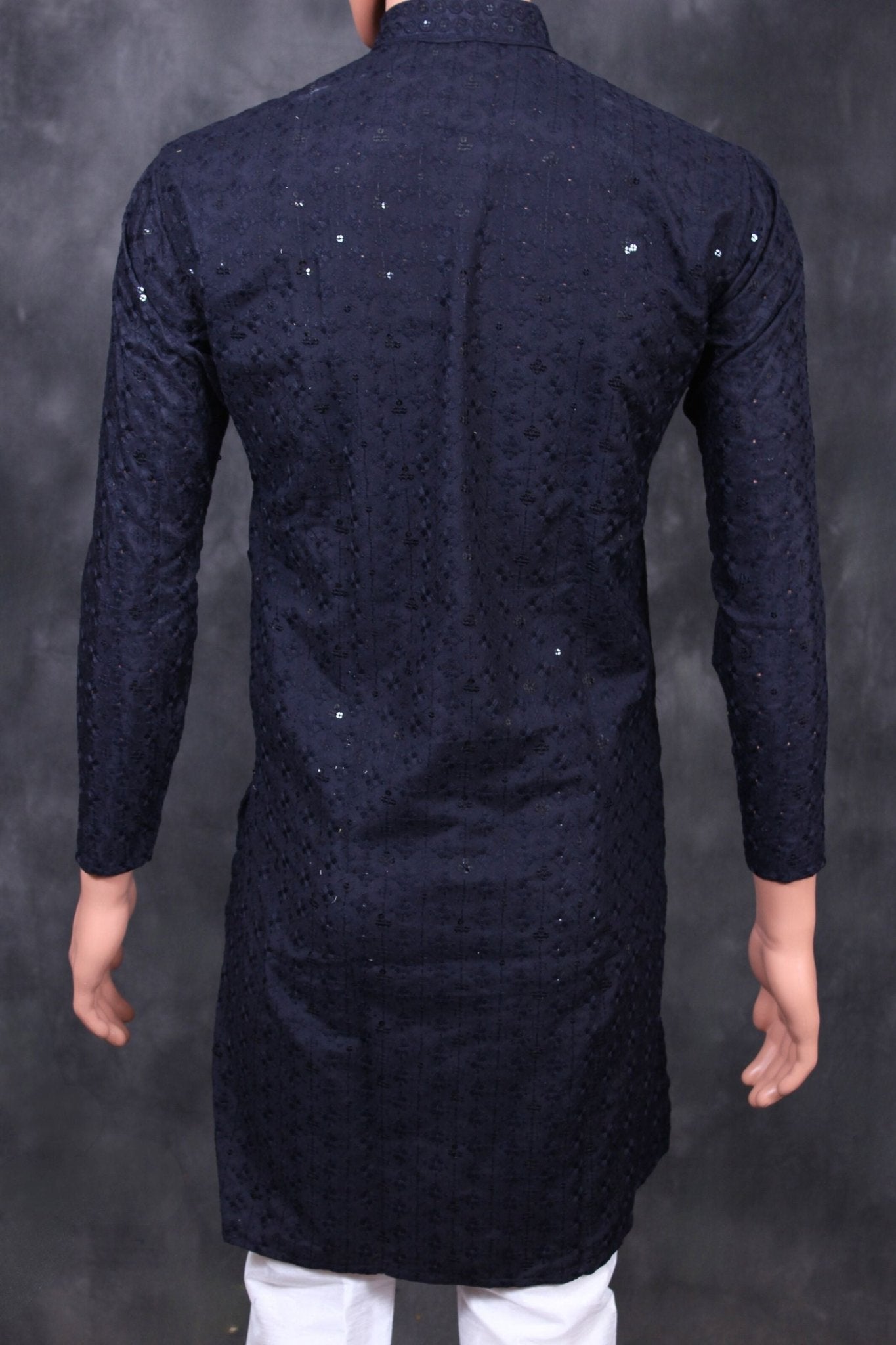 Men's Lakhnavi Kurta: Exquisite Embroidered Chikankari Craftsmanship Men JCS Fashions