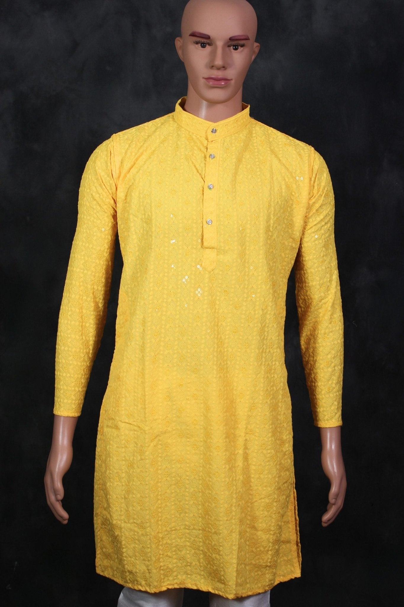 Men's Lakhnavi Kurta: Timeless Elegance Meets Comfort by JCSFashions Men JCS Fashions Yellow Large (40)