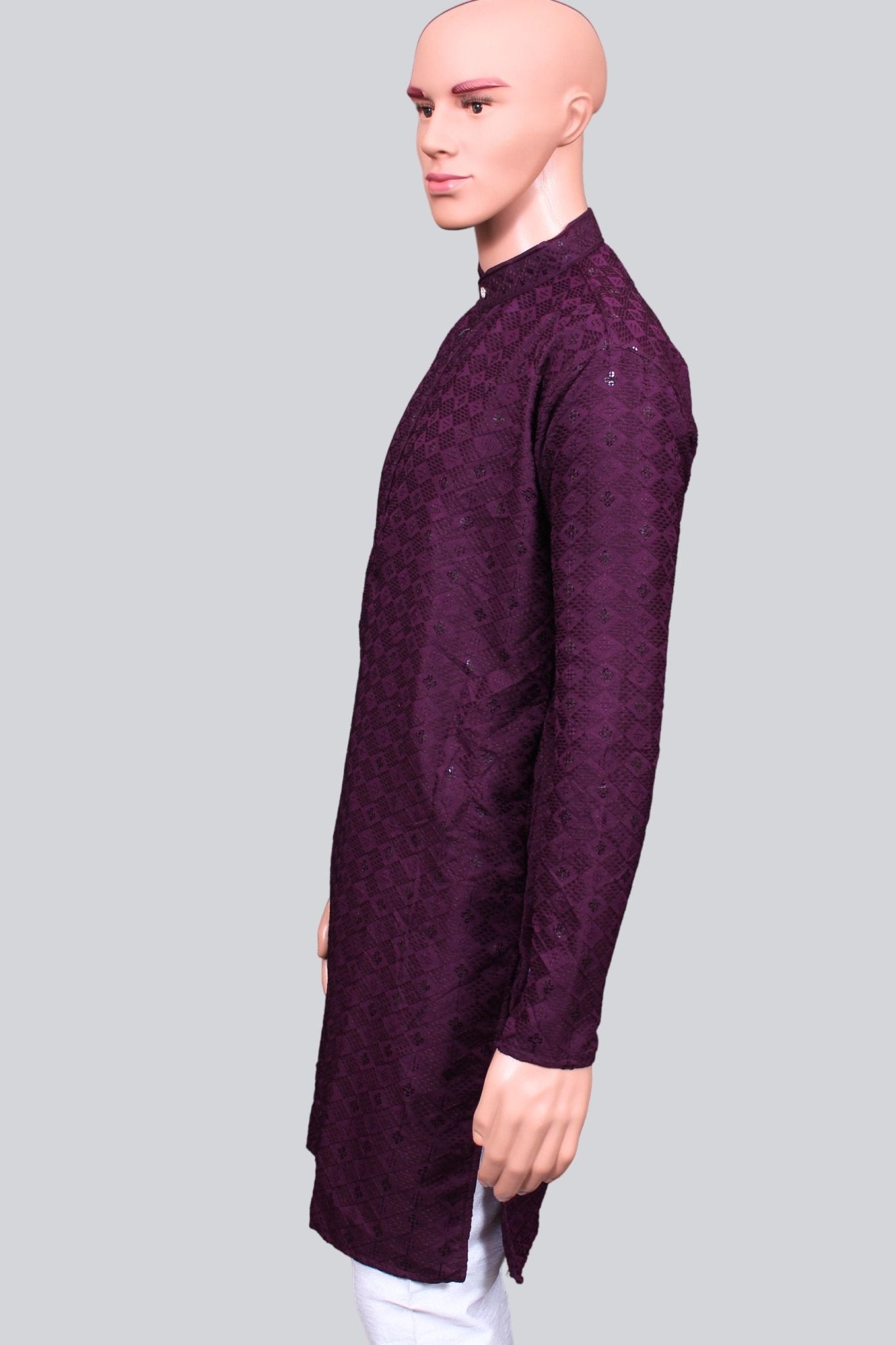 Men's Lakhnavi Kurta: Traditional Resham Embroidery & Sequin Detailing Men JCS Fashions